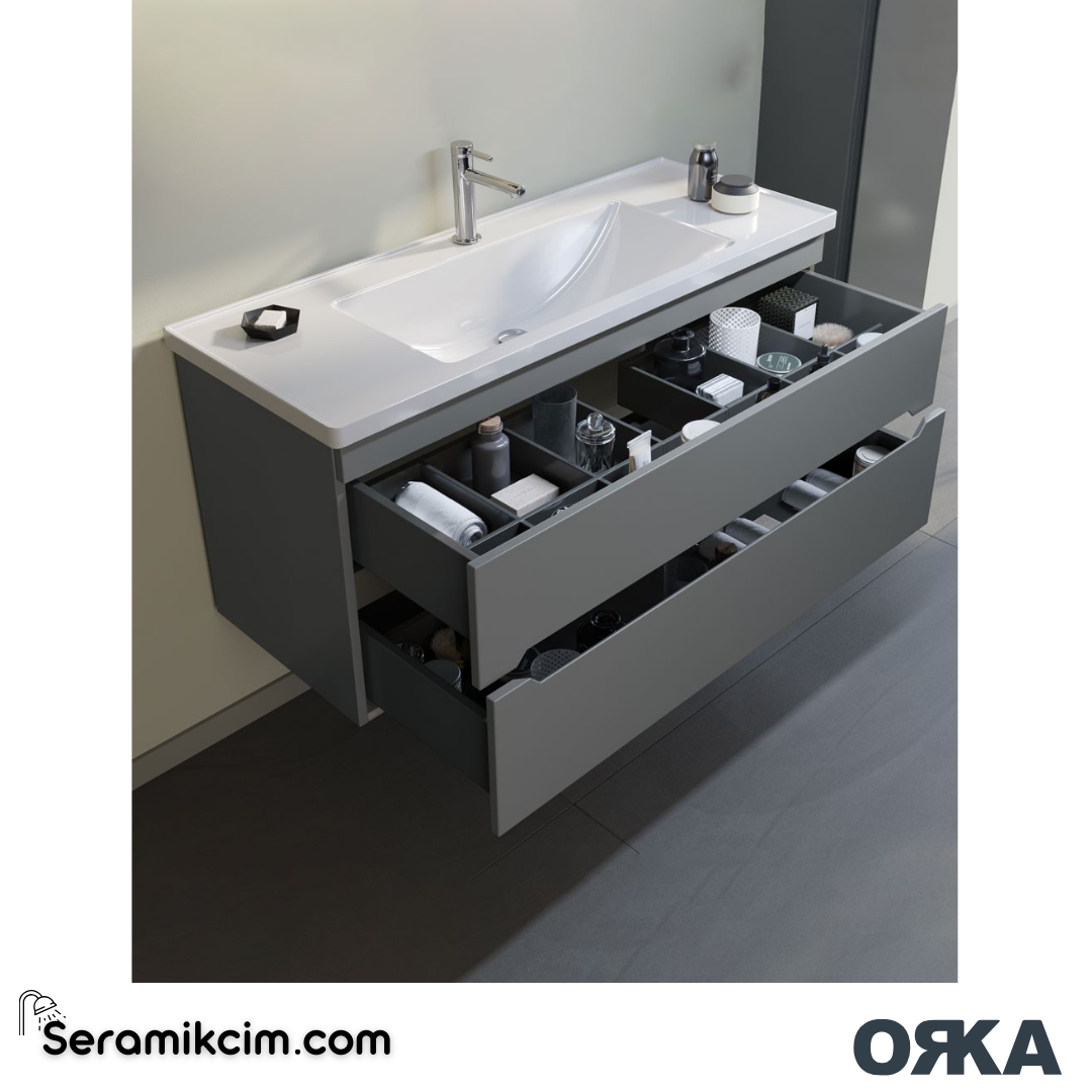 Orka Varna 120cm Banyo Dolabı Set Mat Gri - ORK270.120.03.TKM