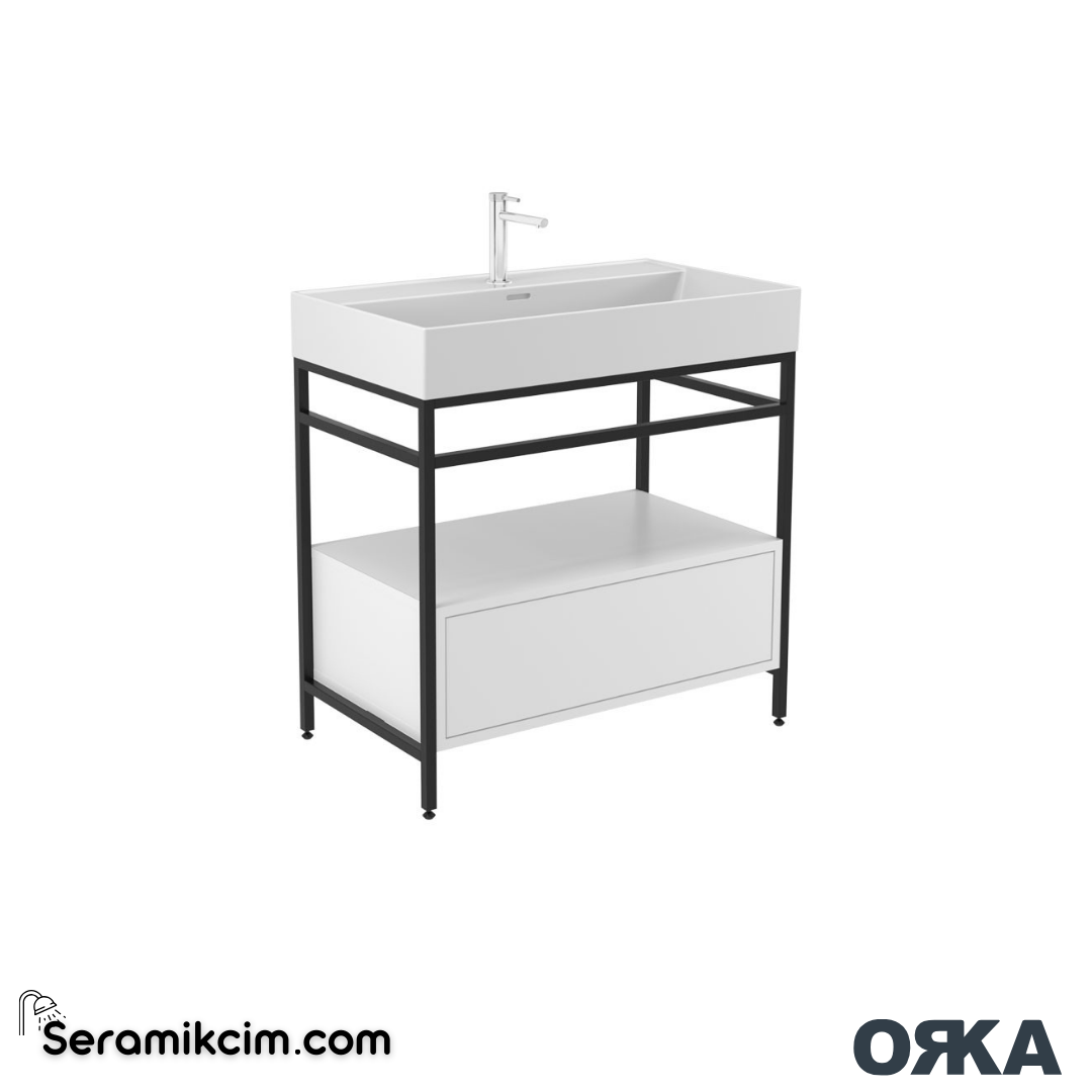 Orka Vegas 120cm Banyo Dolabı Set Beyaz / Beyaz Lavabo - ORK271.120.03.TKM