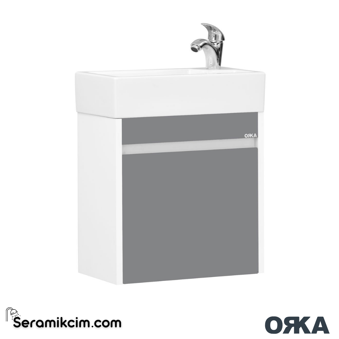 Orka Yedisu 45cm Banyo Dolabı Set Parlak Gri - ORK281.45.03.TKM