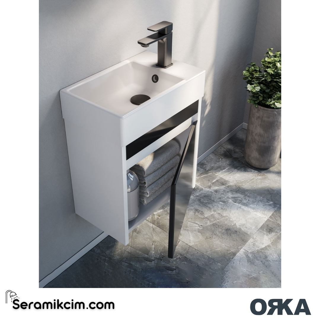 Orka Yedisu 45cm Banyo Dolabı Set Parlak Beyaz - ORK281.45.02.TKM