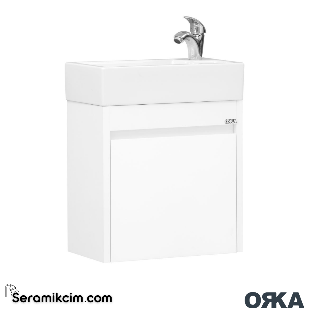 Orka Yedisu 45cm Banyo Dolabı Set Parlak Beyaz - ORK281.45.02.TKM