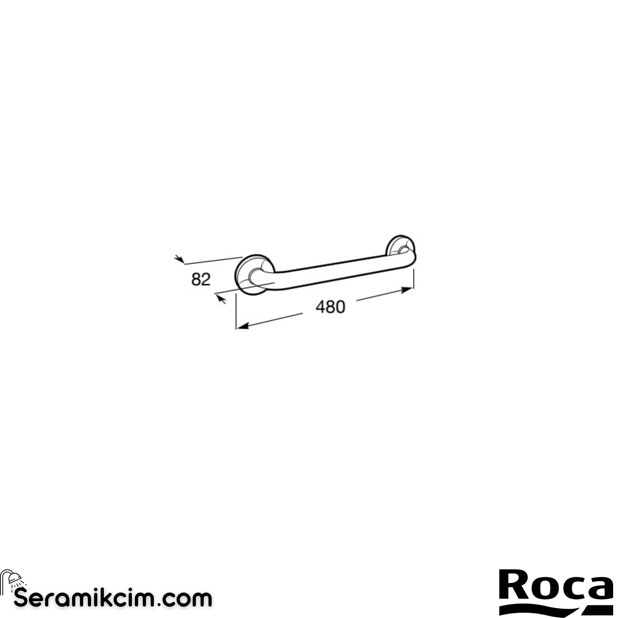 Roca Access Comfort Düz Tutunma Barı, Parlak Paslanmaz Çelik, 400 mm