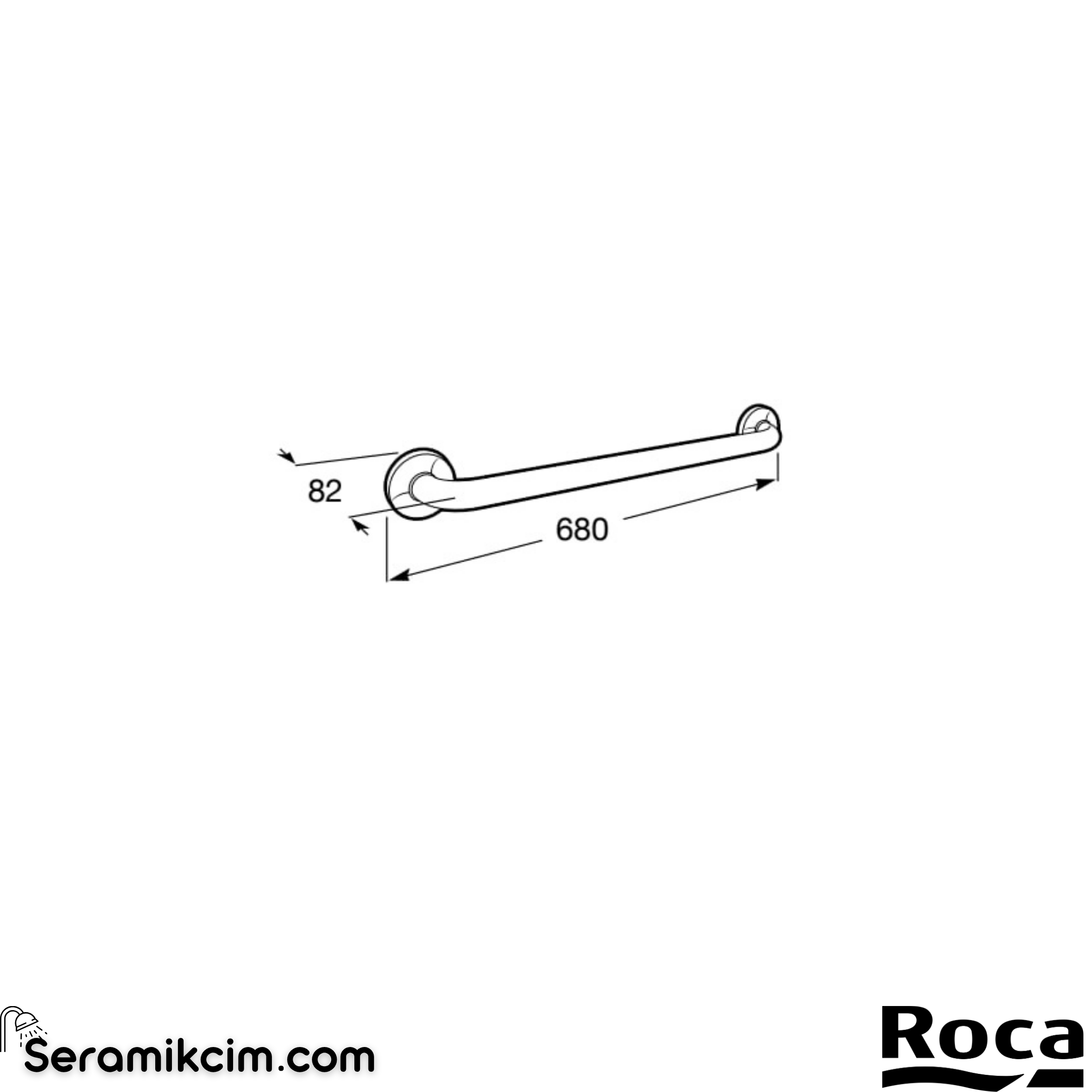 Roca Access Comfort Düz Tutunma Barı, Parlak Paslanmaz Çelik, 600 mm