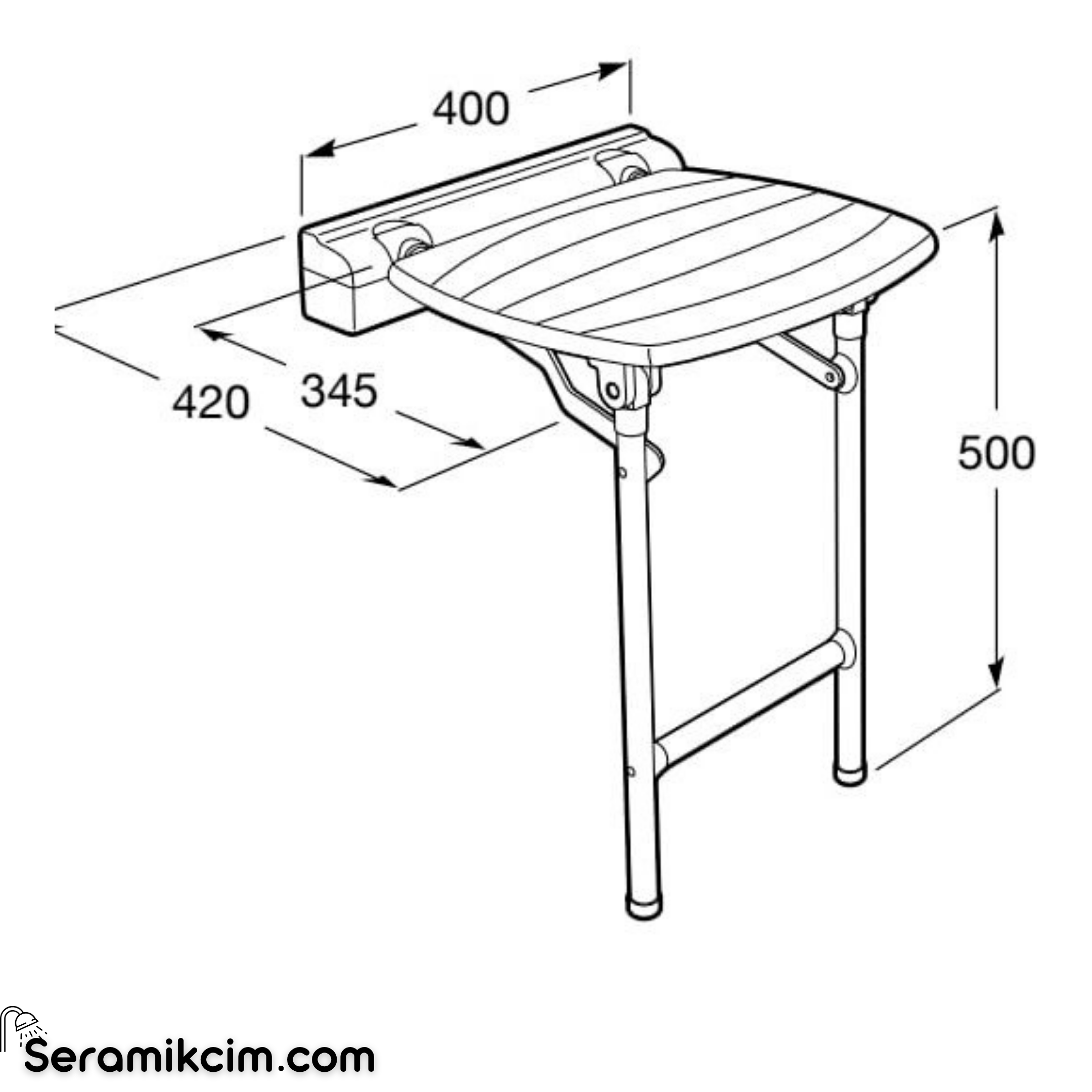 Roca Access Comfort Özel İhtiyaçlar için Ayaklı ve Katlanabilir Duş Oturağı Beyaz, 420x400 mm