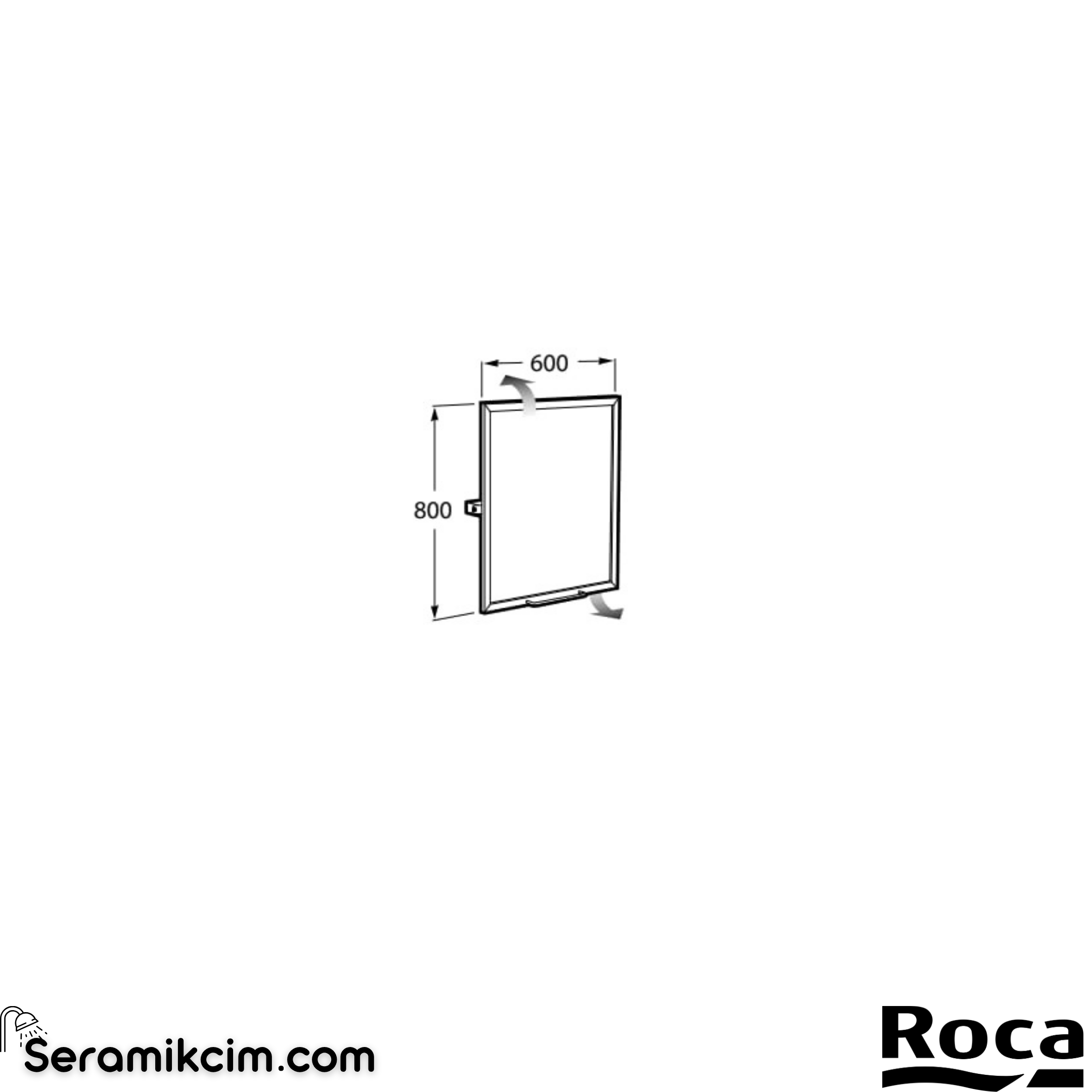 Roca Access Comfort Özel İhtiyaçlar için Eğimli Ayna, Paslanmaz Çelik 800x600 mm