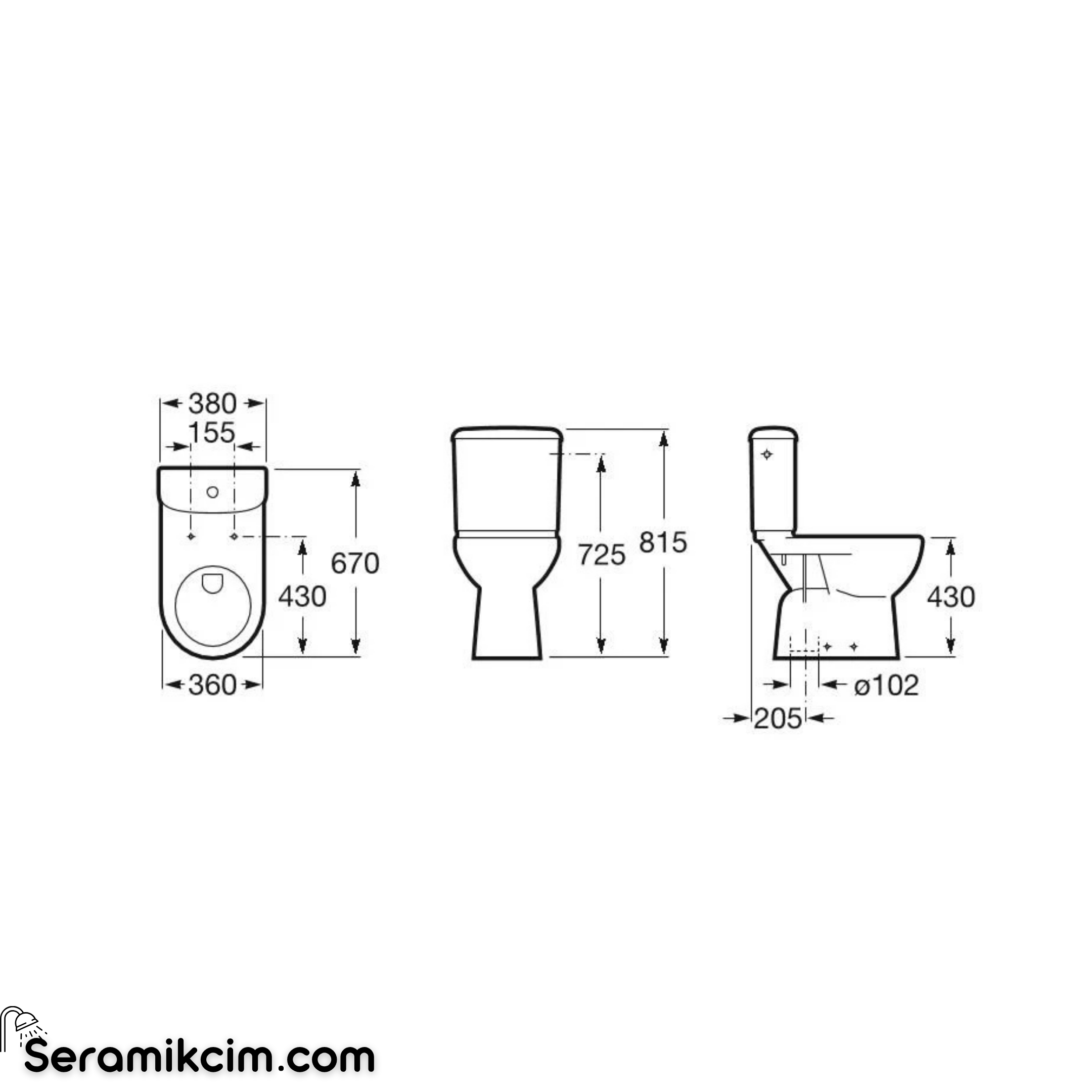Roca Access Özel İhtiyaçlar için Yerden Klozet, Beyaz, 670 mm, Dikey Çıkışlı