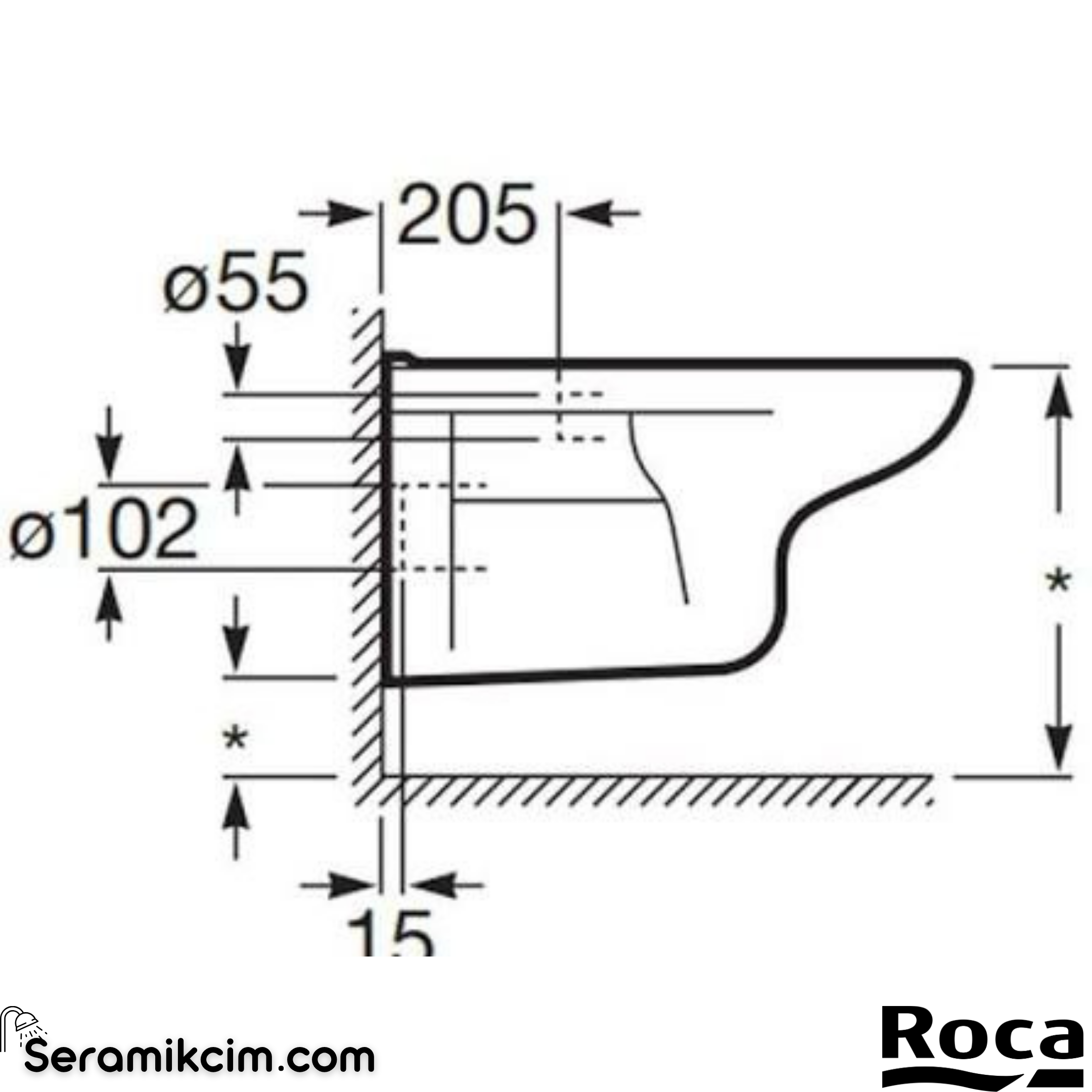 Roca Access Özel İhtiyaçlar için Yerden Klozet, Beyaz, 700 mm, Kanalsız, Yatay Çıkışlı