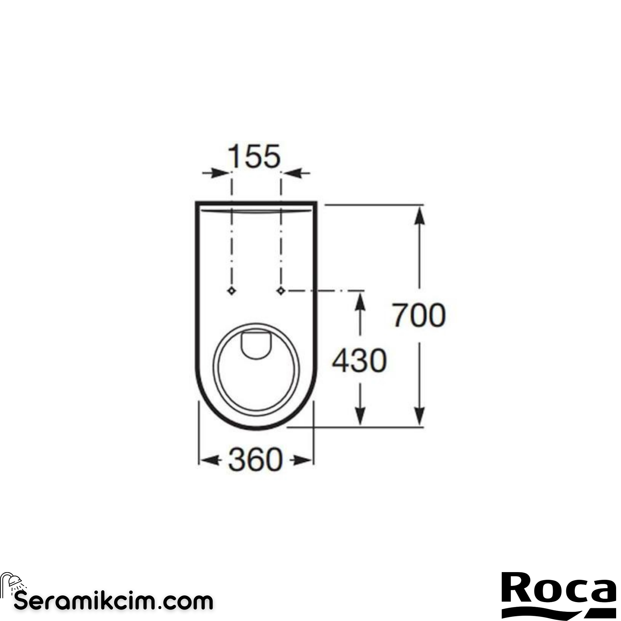 Roca Access Özel İhtiyaçlar için Yerden Klozet, Beyaz, 700 mm, Kanalsız, Yatay Çıkışlı