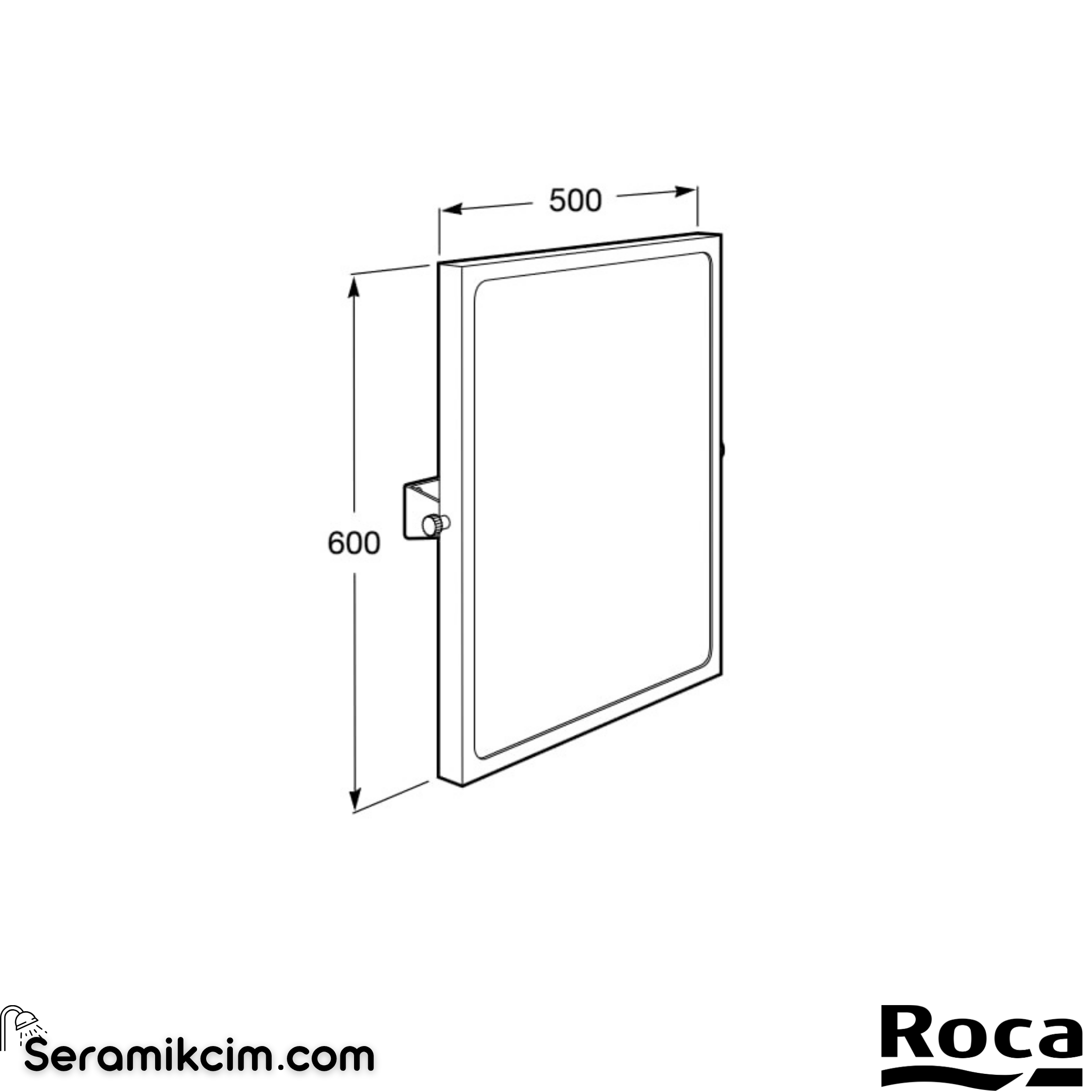 Roca Access Pro Özel İhtiyaçlar için Beyaz Çerçeveli Eğimli Ayna, 600x450 mm
