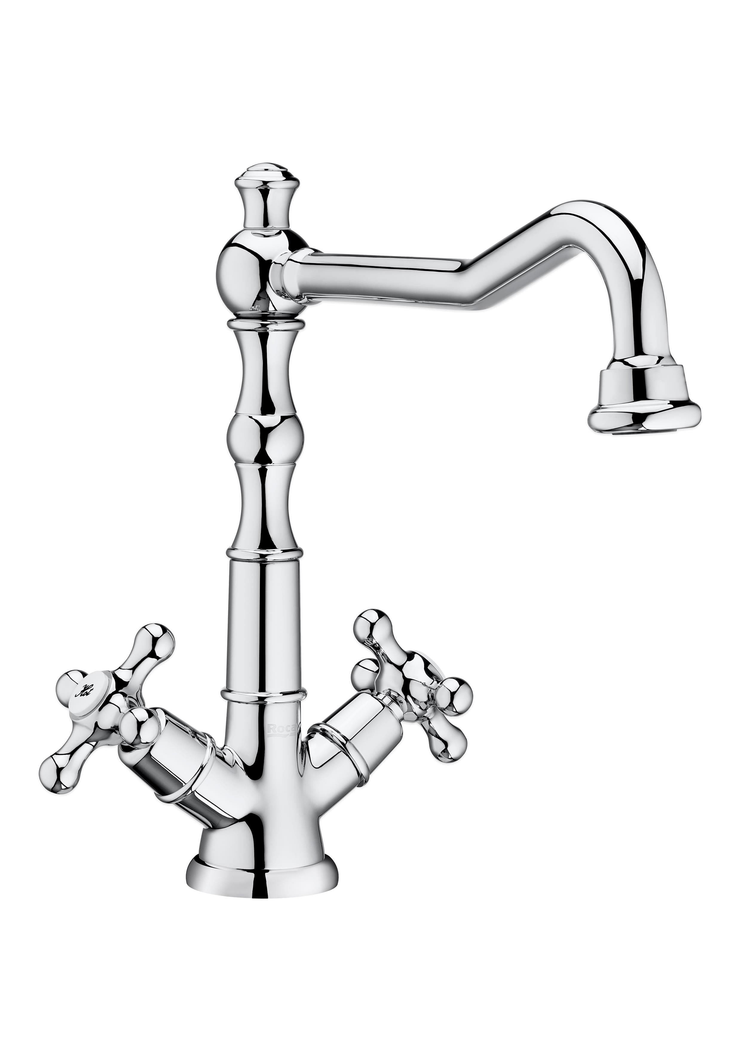 Roca Carmen Döner Çıkış Uçlu Çift Kumanda Kollu Lavabo Bataryası Krom, Click-clack Sifonlu A5A384BC00 - A5A384BC00