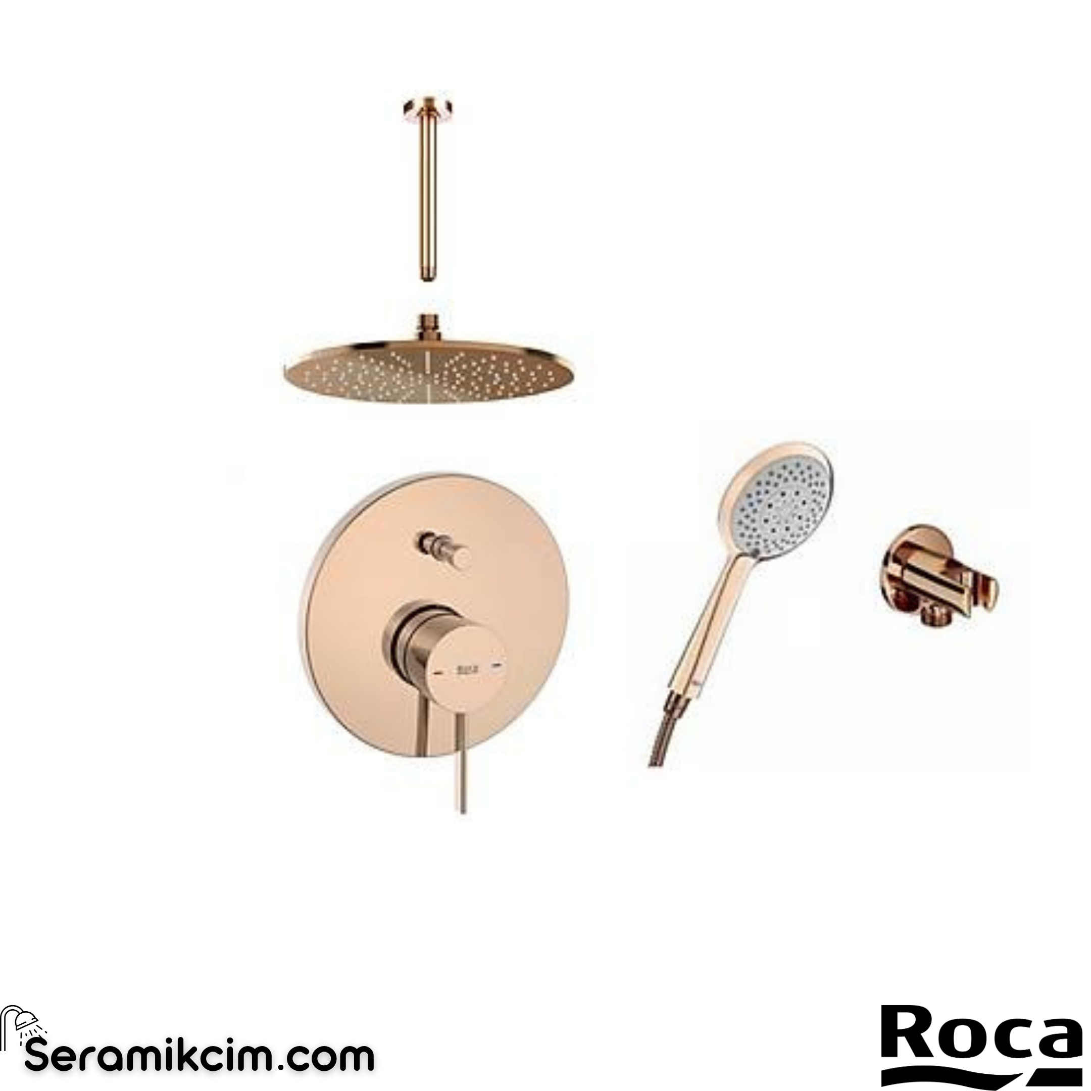 Roca Ona 5li Ankastre Banyo Seti Rose Gold  (Tavandan Bağlantı Borulu) A5D169ERGK