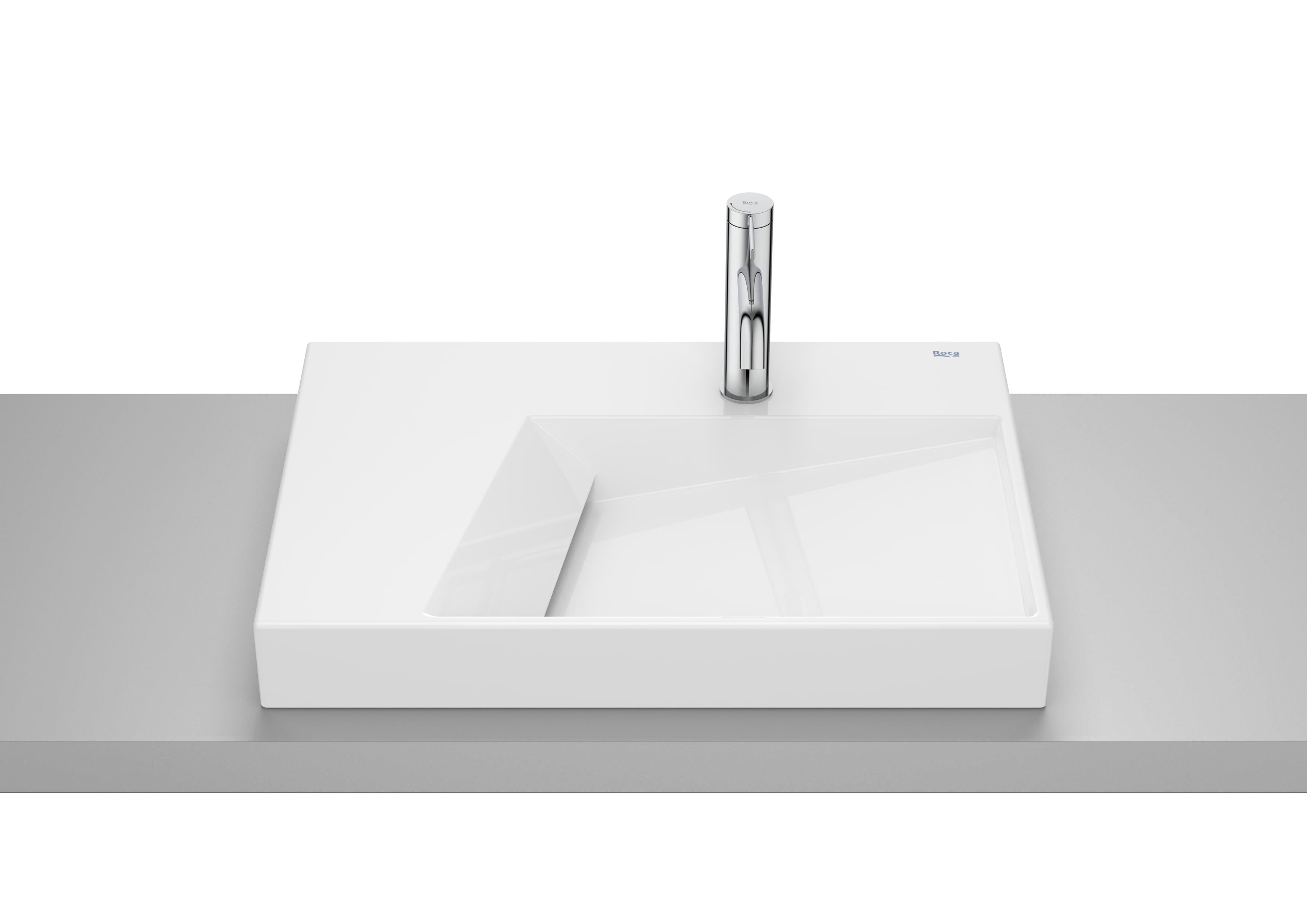 Roca Over countertop ceramic basin with taphole. Beyaz A32727600B - A32727600B