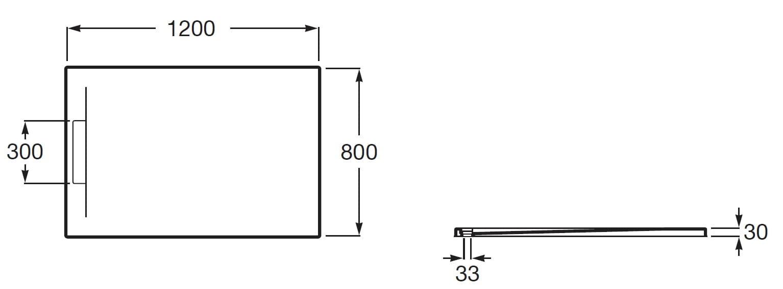 Roca Pyros Stonex® Duş Teknesi, Çerçevesiz, 1200 x 800 x 28, Arduvaz AP9014B032001200 - AP9014B032001200