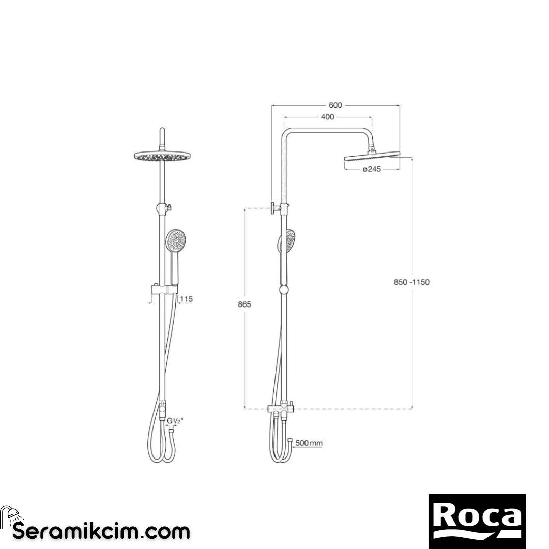 Roca Victoria Connect Plus Duş Kolonu Krom ( Batarya Dahil Değildir) A5B9M61C00