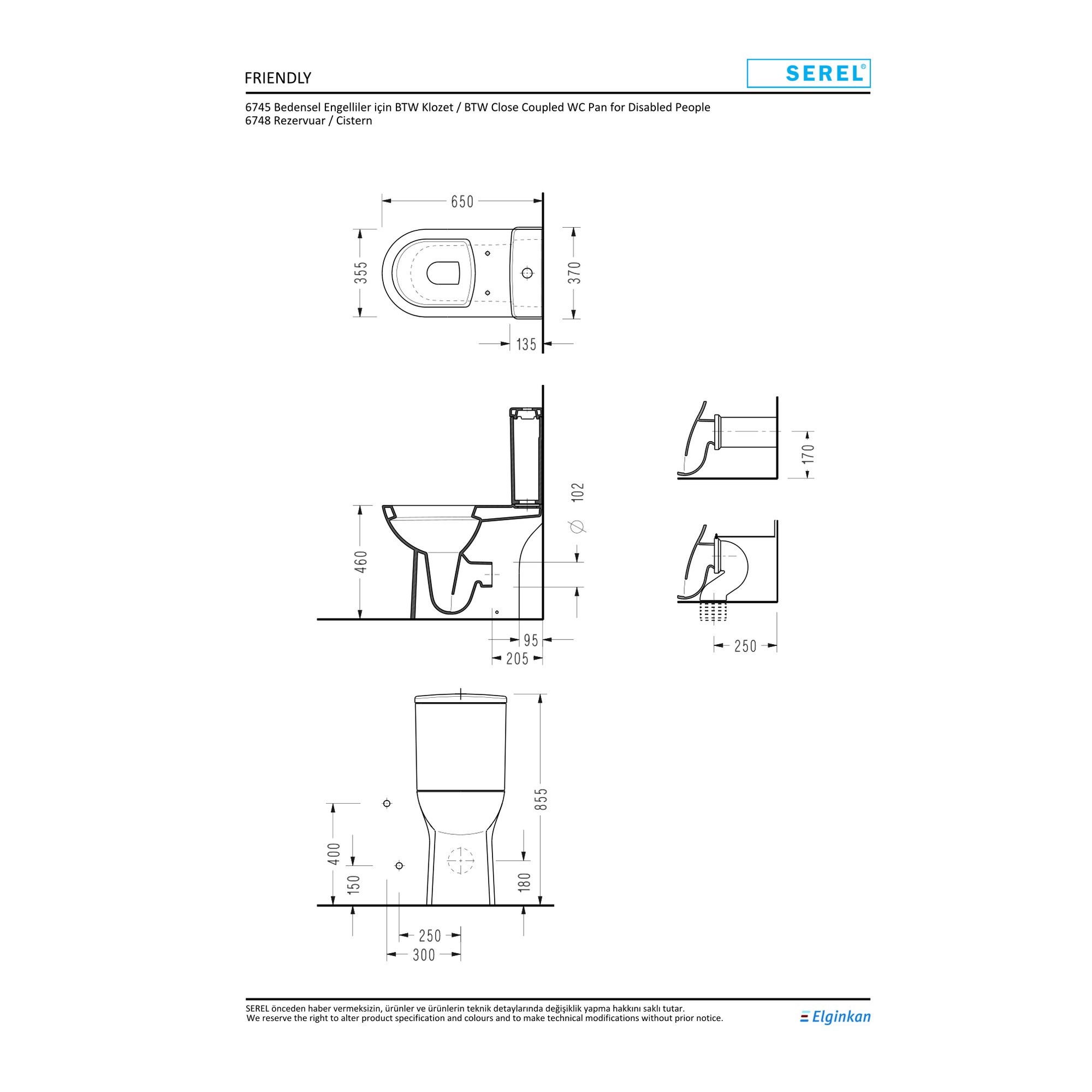 Serel Bedensel Engelli BTW Klozet Seti (6745+6748) 6773STS110H