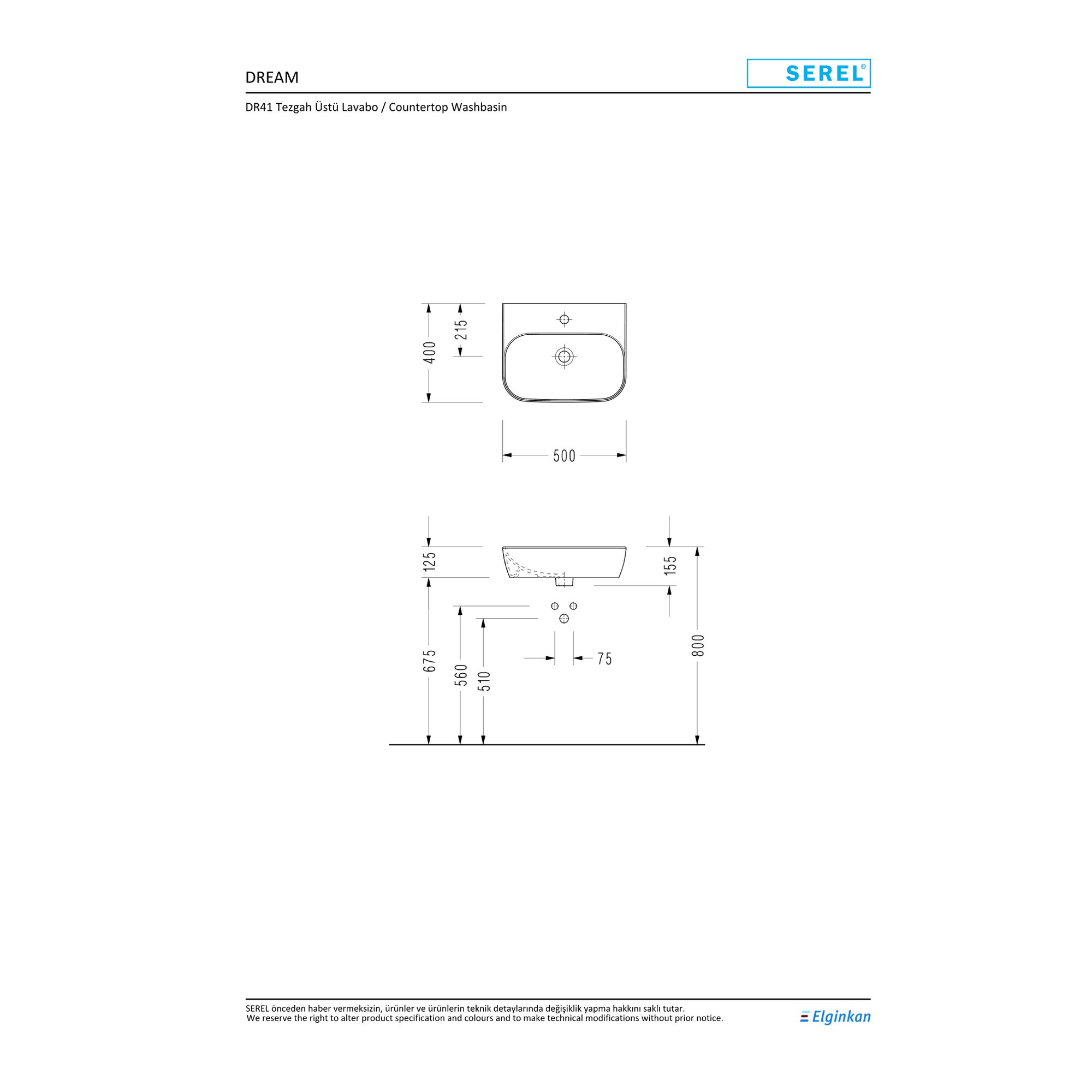 Serel Dream Lavabo (40 x 50 cm) DR41TDS110H