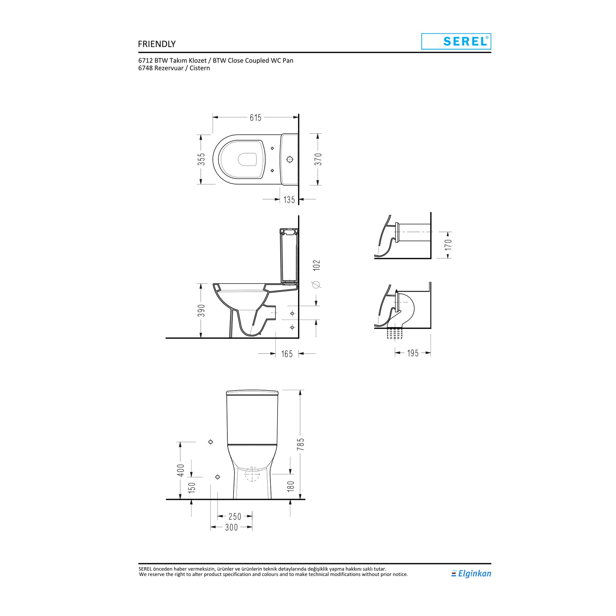 Serel Friendly BTW Klozet (61 x 35,5 cm) 6712GDL110H