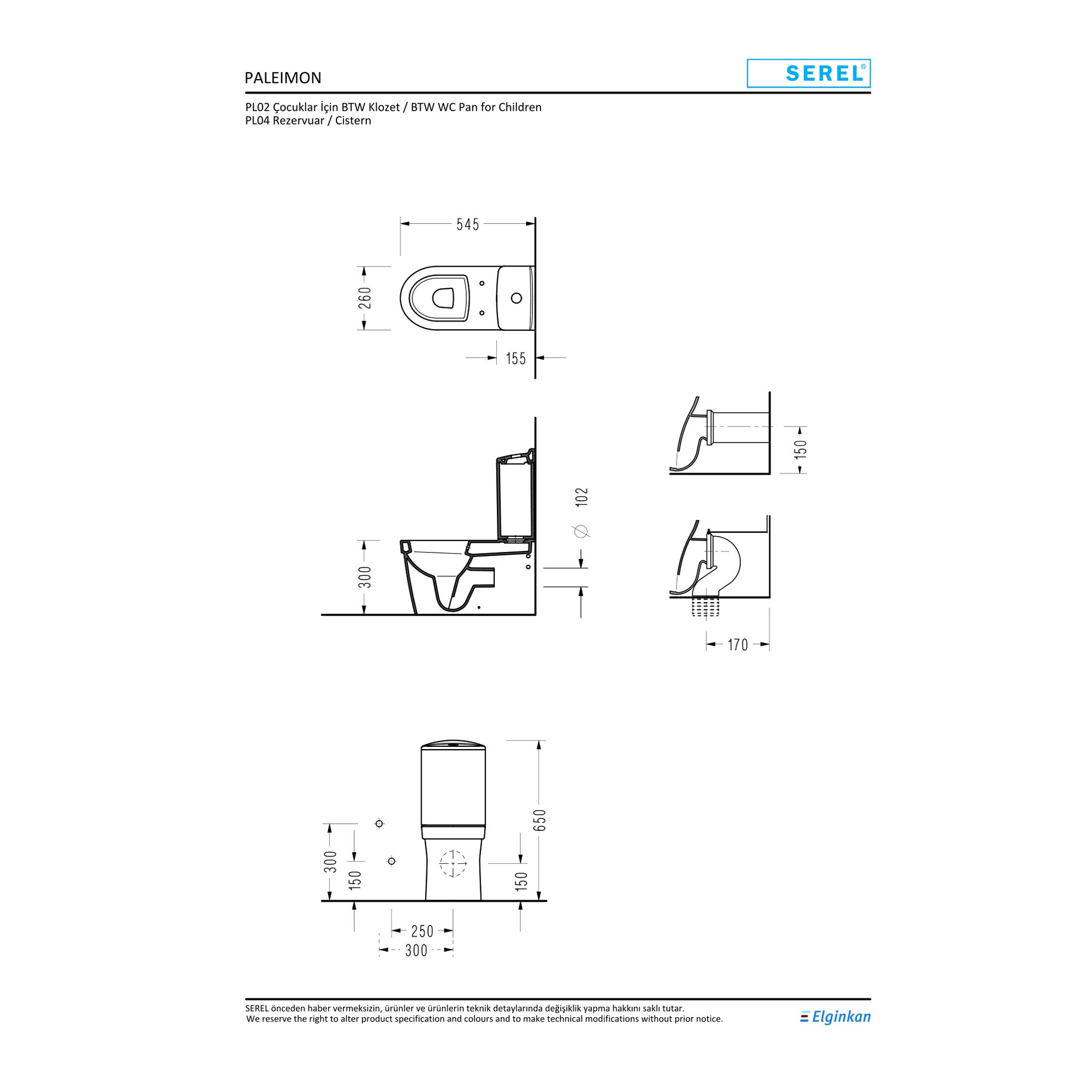 Serel Paleimon Çocuk BTW Klozet (54 x 26 cm) PL02GDL110H