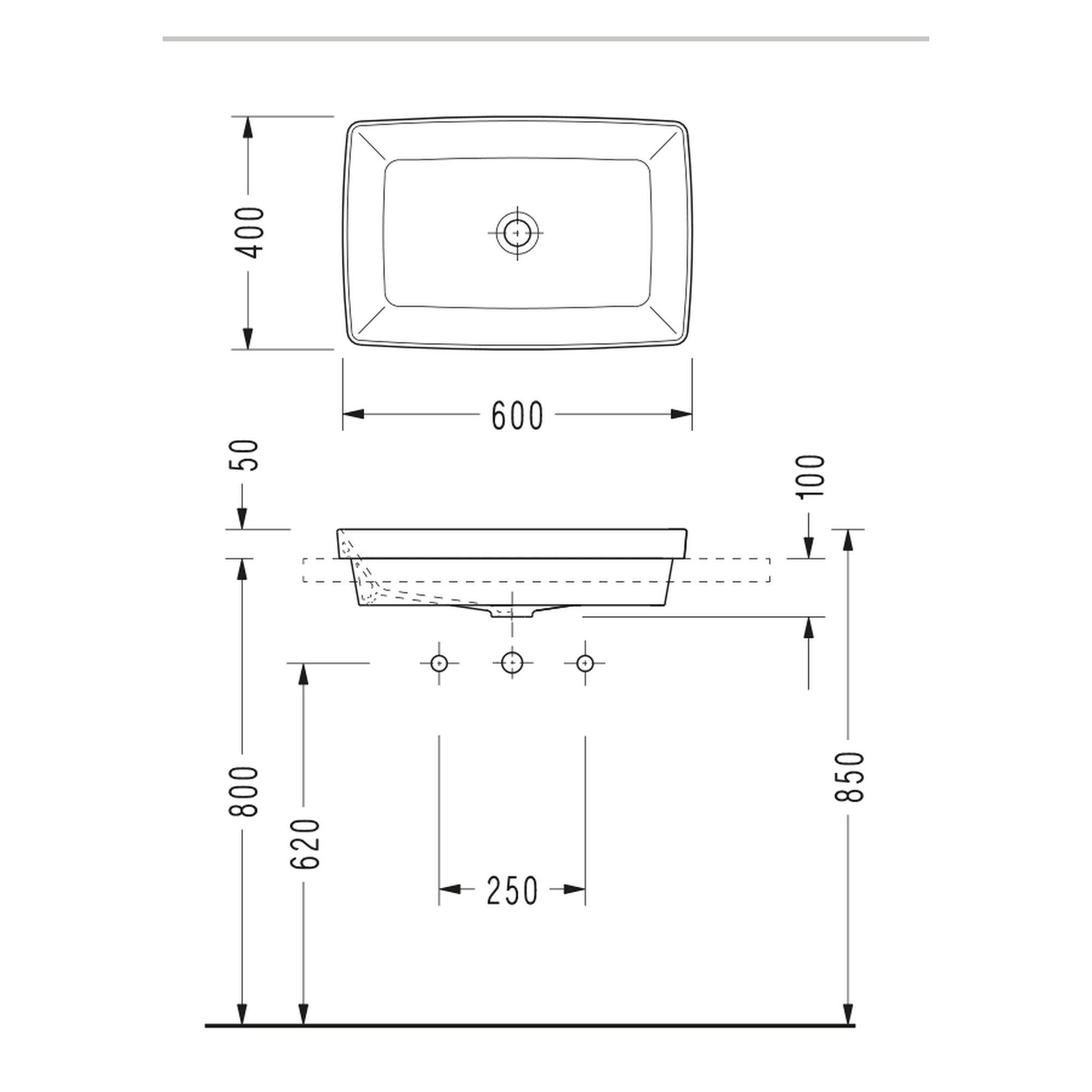 Serel Rita Tezgah Üstü Lavabo (40 x 60 cm) RT34DXS110H