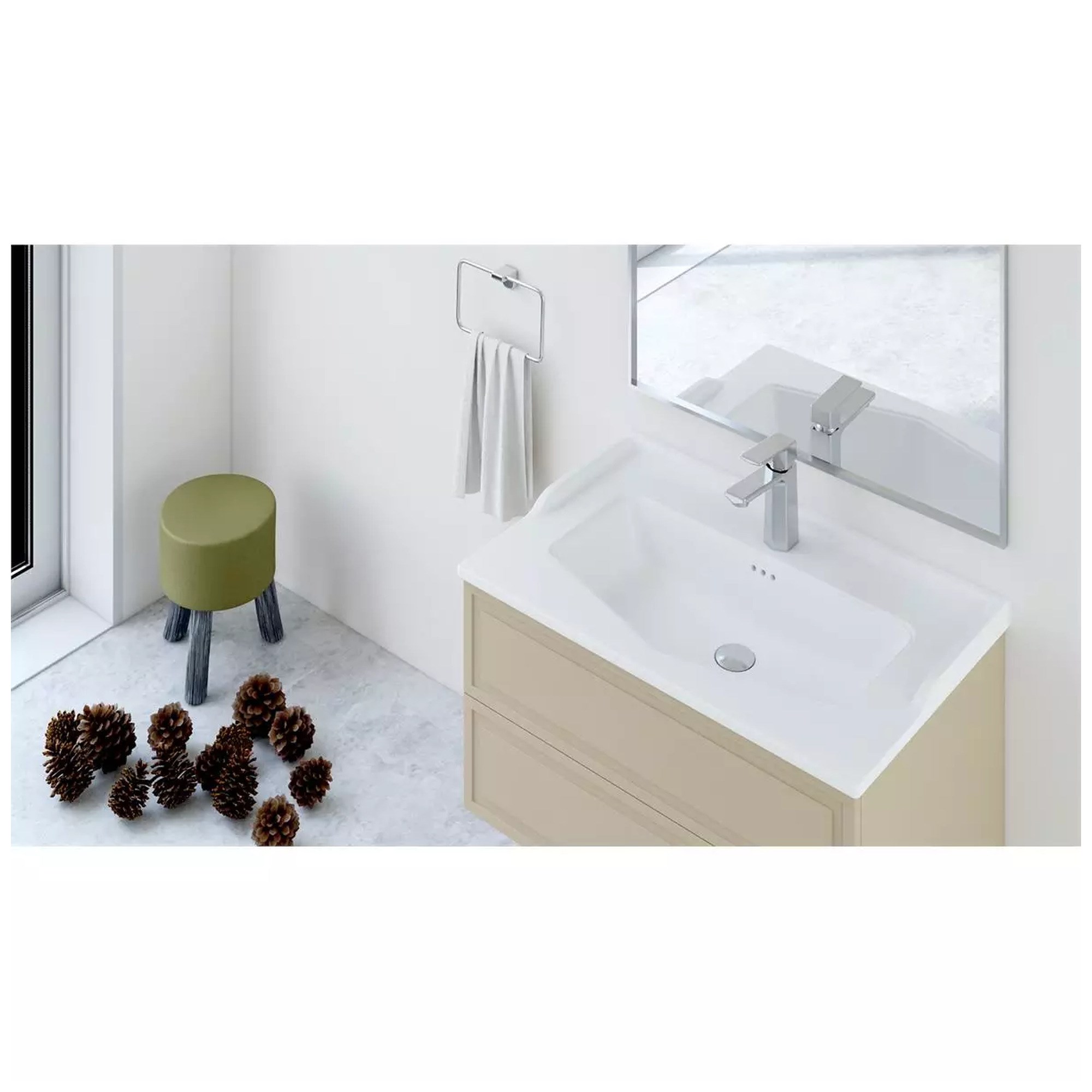 Serel Royal Tek Armatür Delikli Etajerli Lavabo (50 x 80 cm) RY42TDS110H