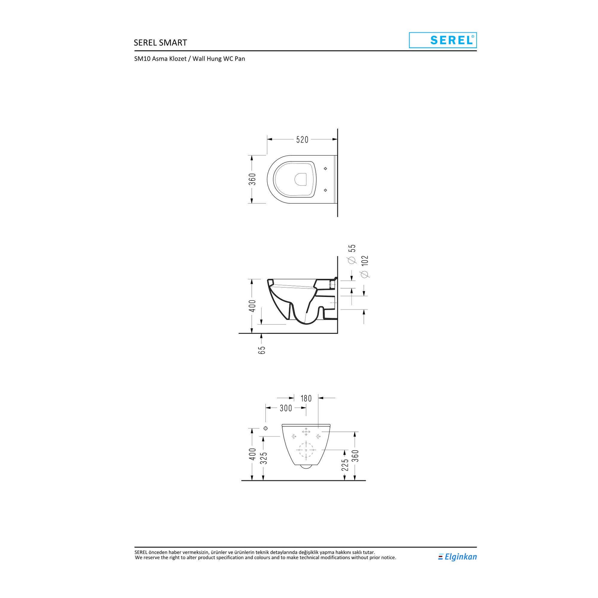 Serel Smart Asma Klozet (52 x 35,5 cm) SM10ODS110H