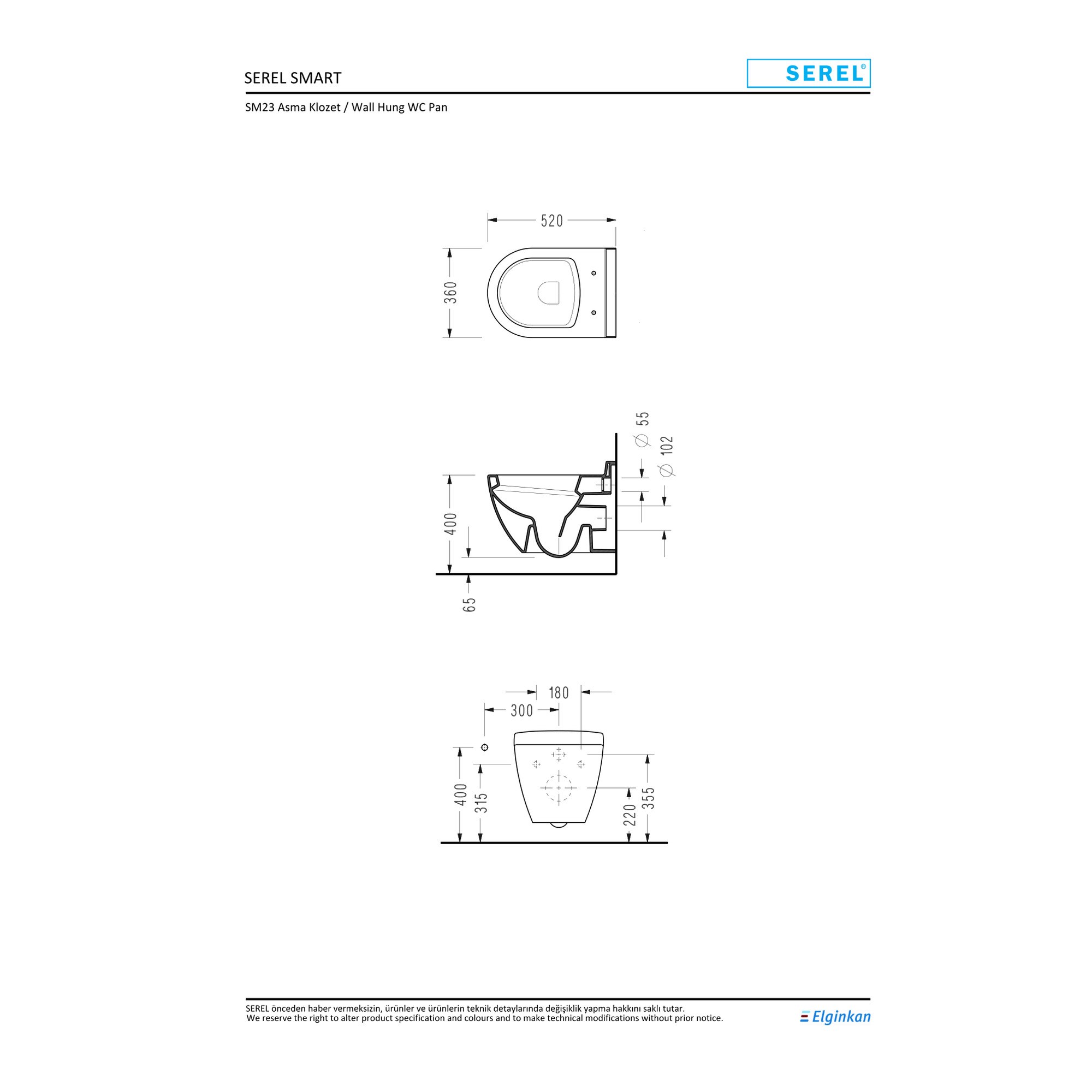 Serel Smart Asma Klozet (52 x 36 cm) SM23ODS110H