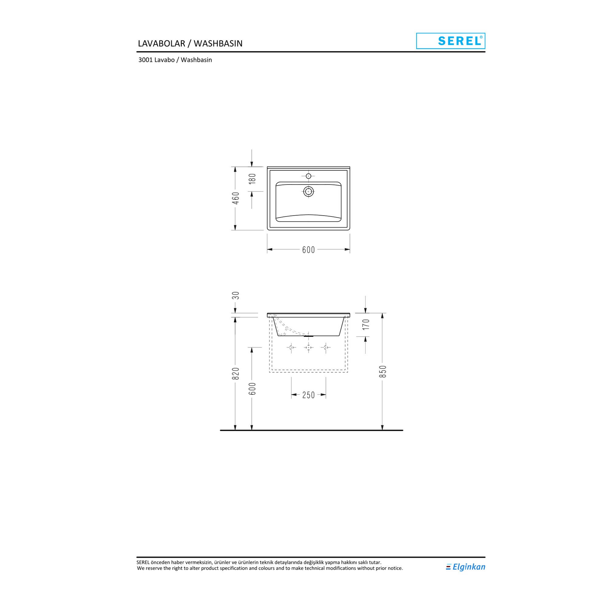 Serel Star Etajerli Lavabo (46 x 60 cm) 3001TXS110H