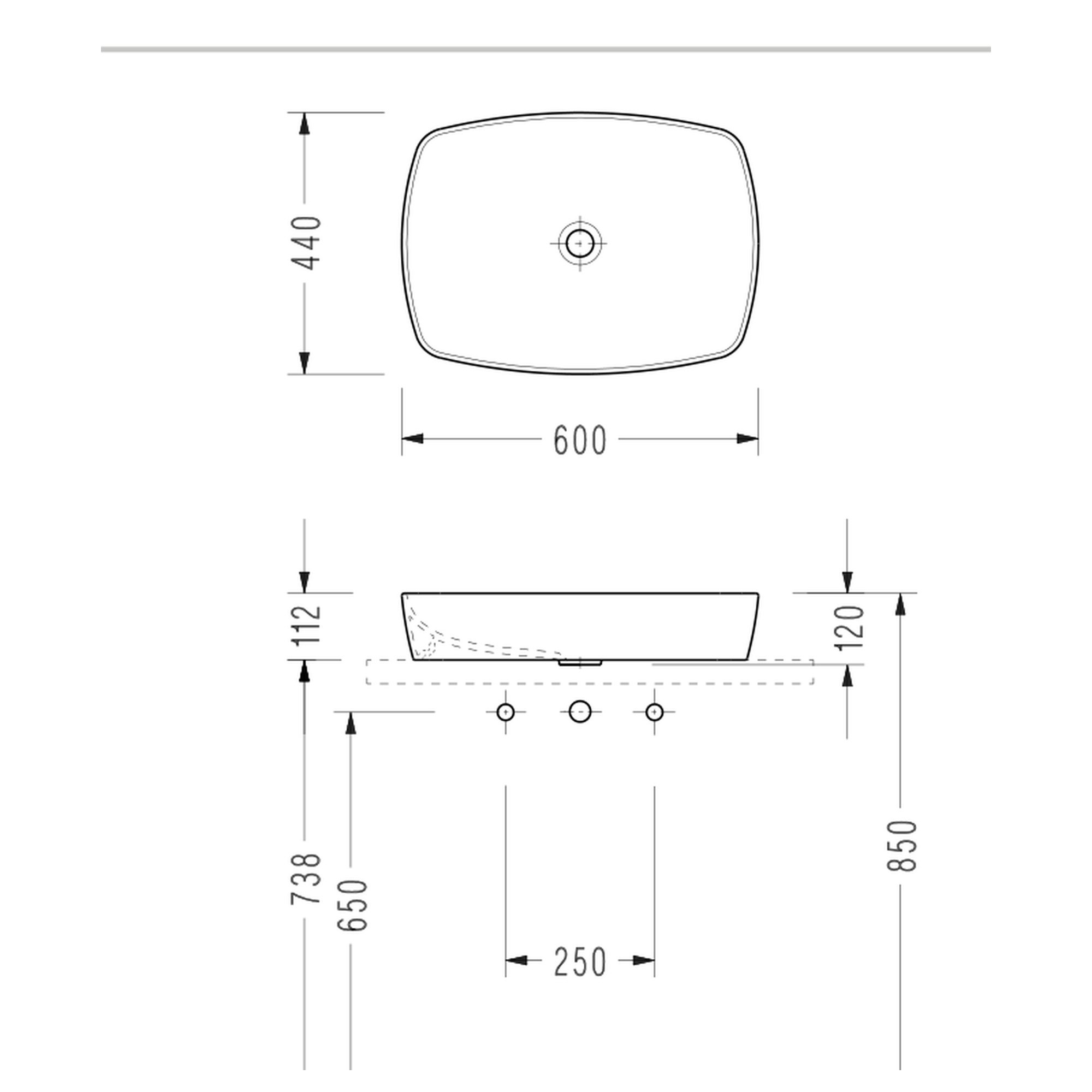 Serel Tezgah Üstü Lavabo (44 x 60 cm) 1633DXS110H