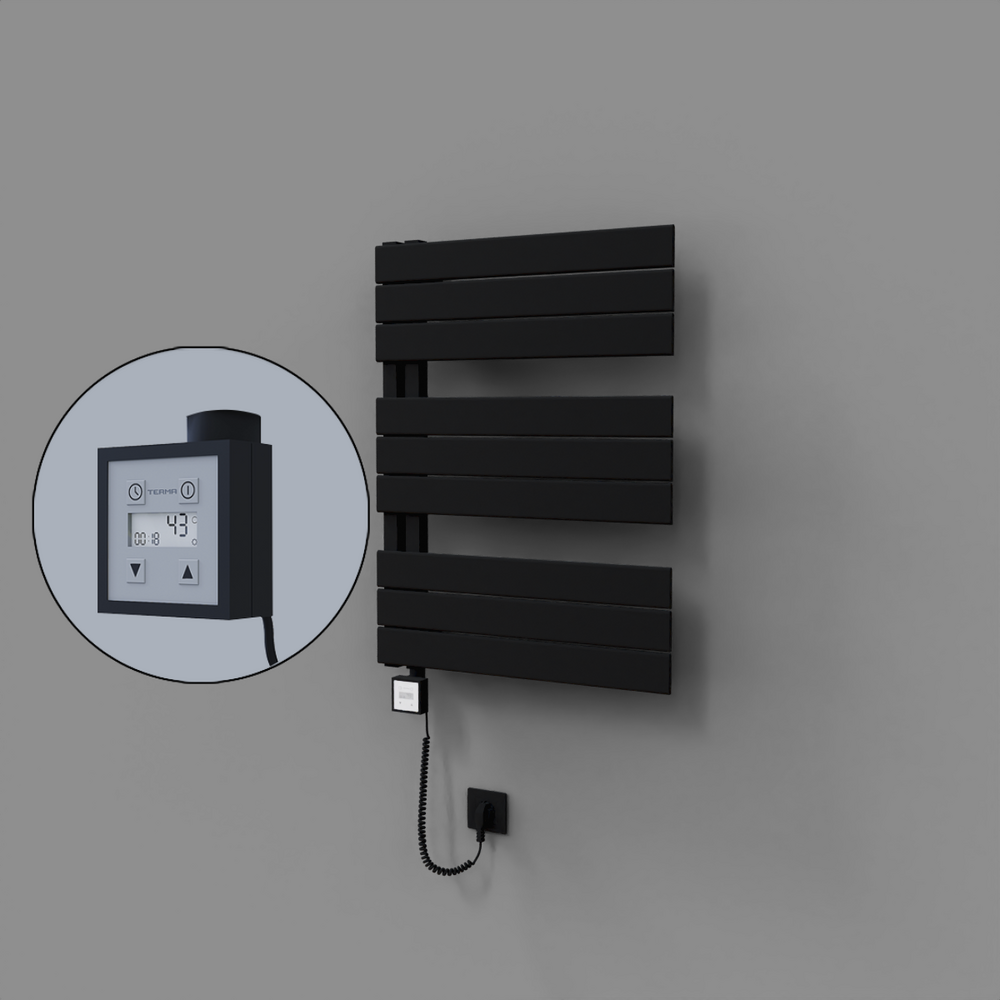 Sirius Dekoratif Elektrikli Havlupan 600x800 Siyah (KTX3 Termostat) 600W Spiral Kablolu