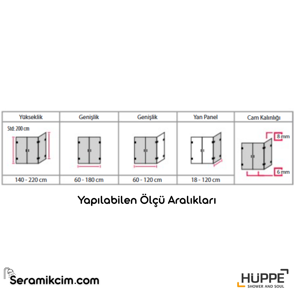 Solva Minimal AK C DUAL T Ön Cephe 2 Açılır Kapı Duşakabin (Montaj Dahil) - HUPPE.SM.AK.C.DUAL.T