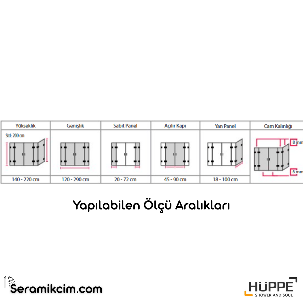 Solva Minimal SAK C DUAL T Ön Cephe 2 Sabit 2 Açılır Kapı Duşakabin (Montaj Dahil) - HUPPE.SM.SAK.C.DUAL.T