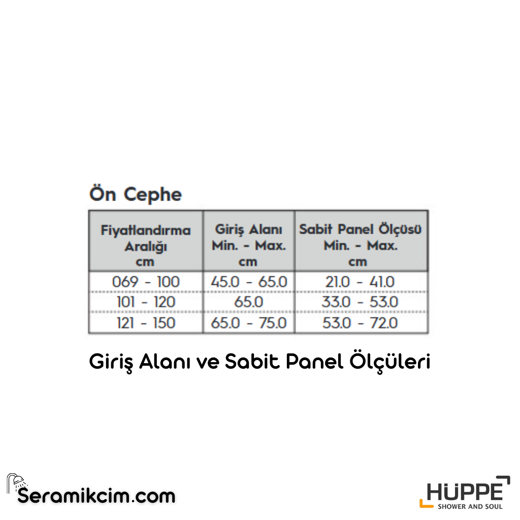 Solva Minimal SAK C SOLO T Ön Cephe 1 Sabit 1 Açılır Kapı Duşakabin (Montaj Dahil) - HUPPE.SM.SAK.C.SOLO.T