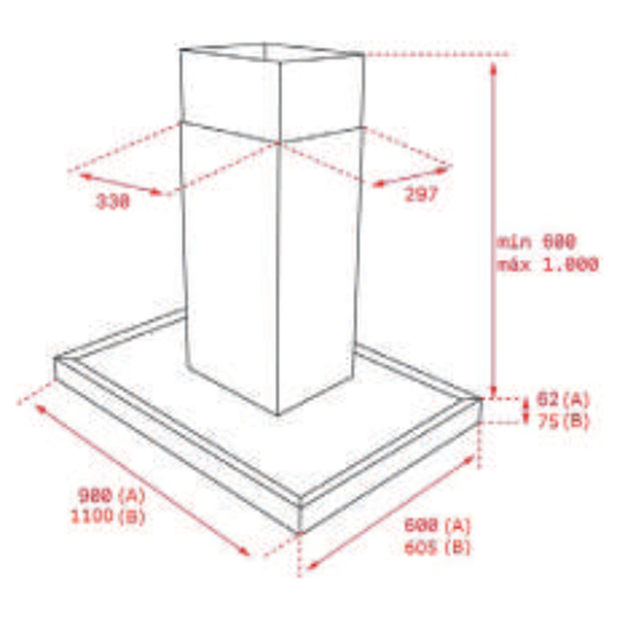 Teka DPL 1185 110 cm Ada Tipi Davlumbaz Paslanmaz Çelik 40483172-40483173