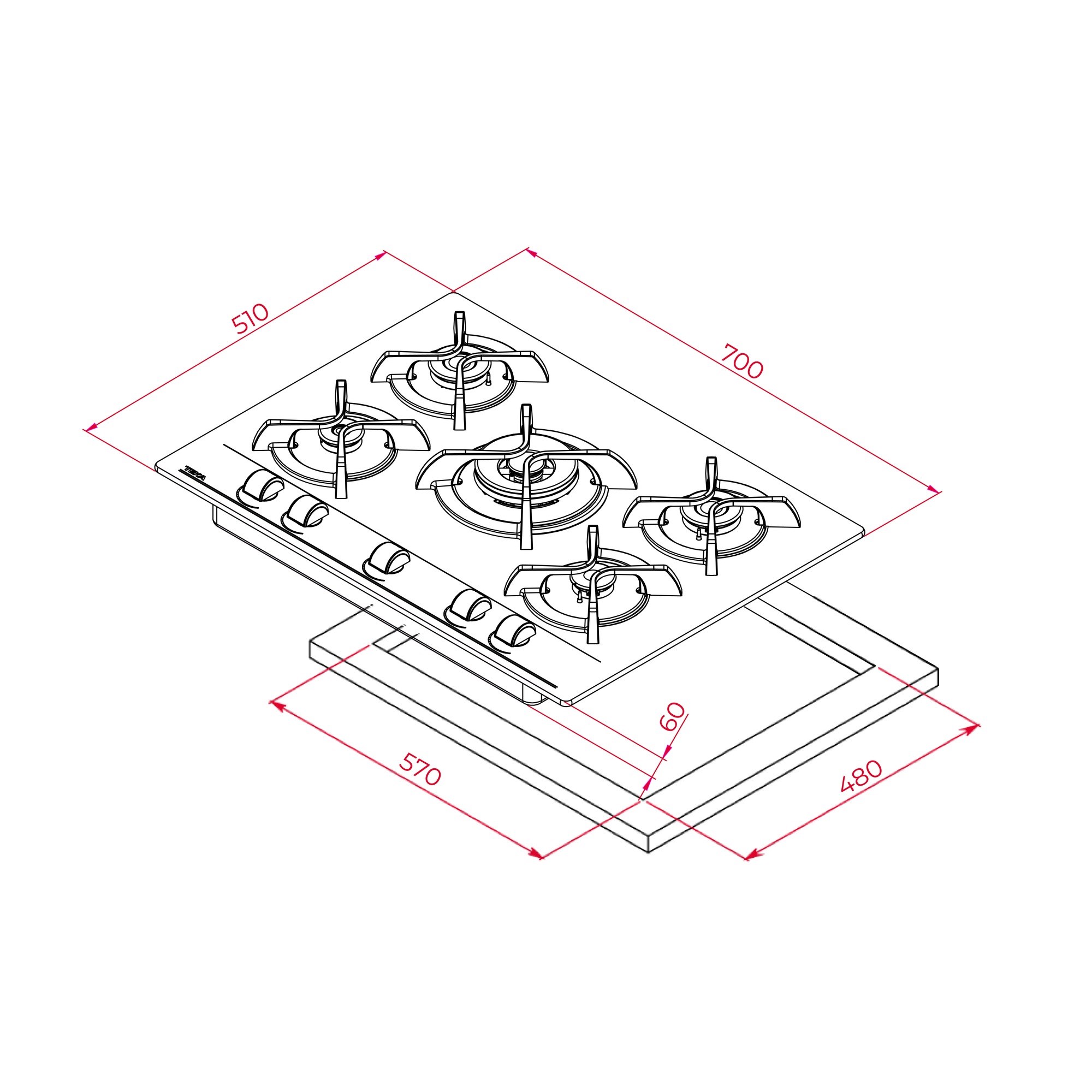 Teka GBC 75030 KBC 70 cm Gazlı Ocak Beyaz 112580053