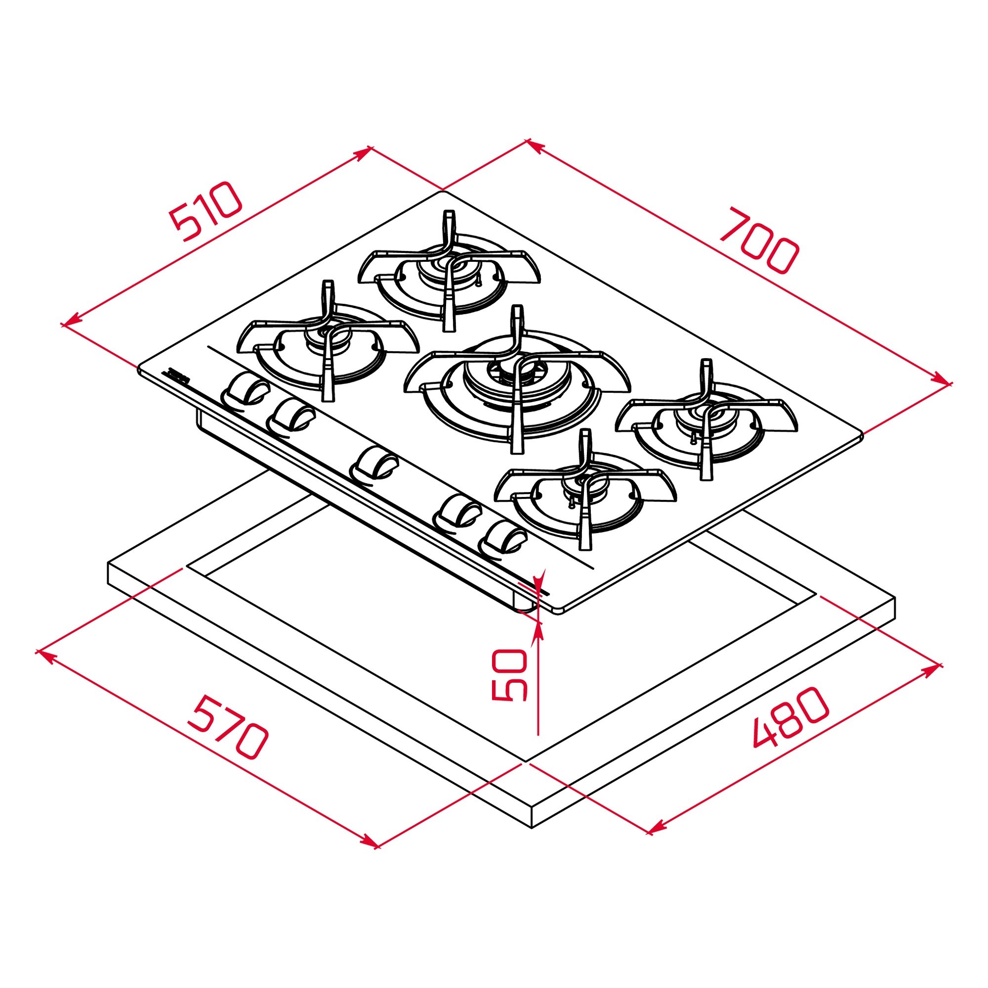 Teka GBC 75030 KBC 70 cm Gazlı Ocak Siyah Cam 112580041