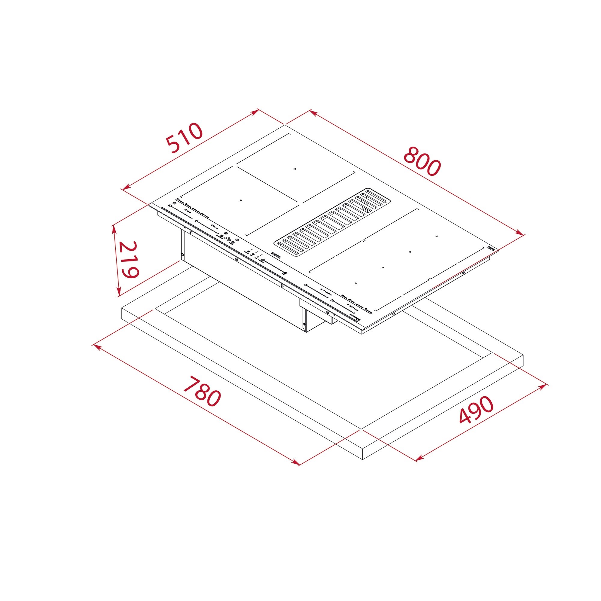 Teka MasterSense Air AFF 87601 MST 80 cm Davlumbazlı İndüksiyon Ocak Siyah 112730000