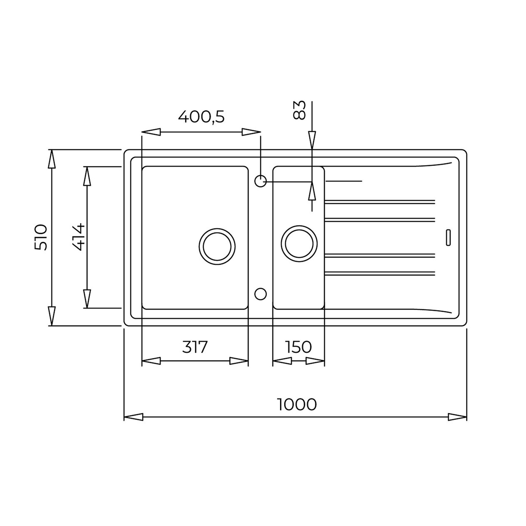 Teka Stone 60 B-TG 1½B 1D 1,5 Hazneli Granit Eviye Karbon 115360001