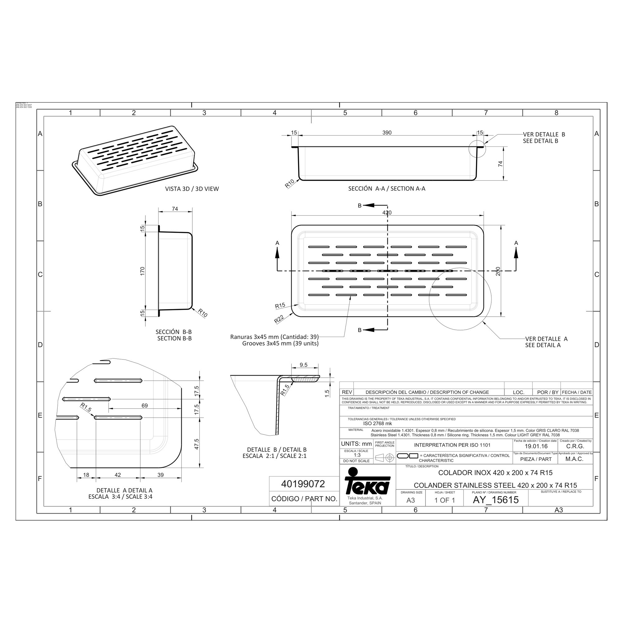 Teka Universal Paslanmaz Çelik Kevgir 40199072