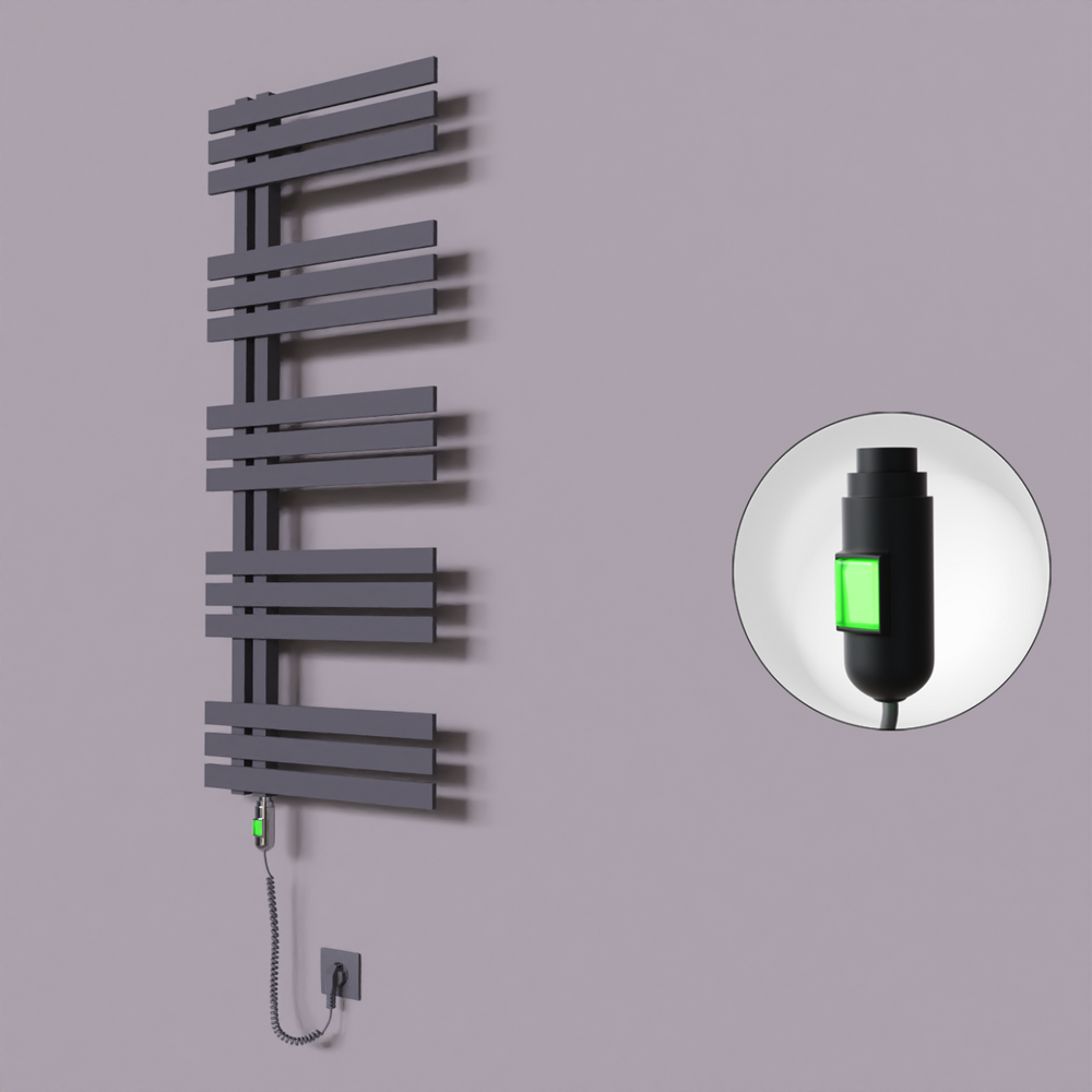 Thames Dekoratif Elektrikli Havlupan 600x1200 Koyu Antrasit (On/Off Düğmeli) 600W