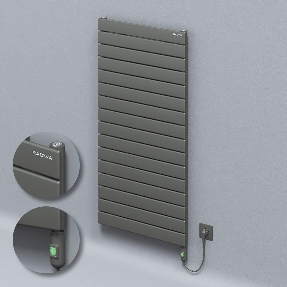Tip 10H Elektrikli Çelik Dekoratif Radyatör 1180x600 Antrasit (On/Off Düğmeli) 900W