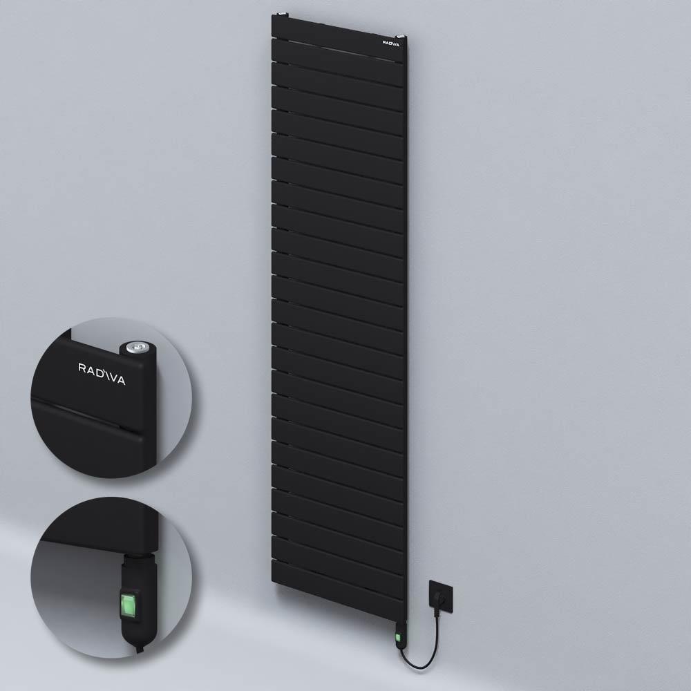 Tip 10H Elektrikli Çelik Dekoratif Radyatör 1772x500 Siyah (On/Off Düğmeli) 900W