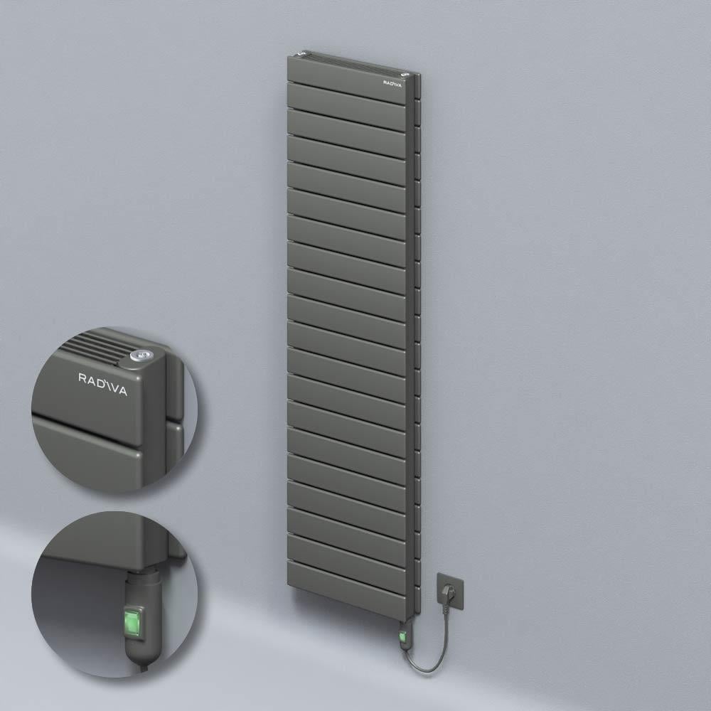 Tip 21H Elektrikli Çelik Dekoratif Radyatör 1476x400 Antrasit (On/Off Düğmeli) 1200W