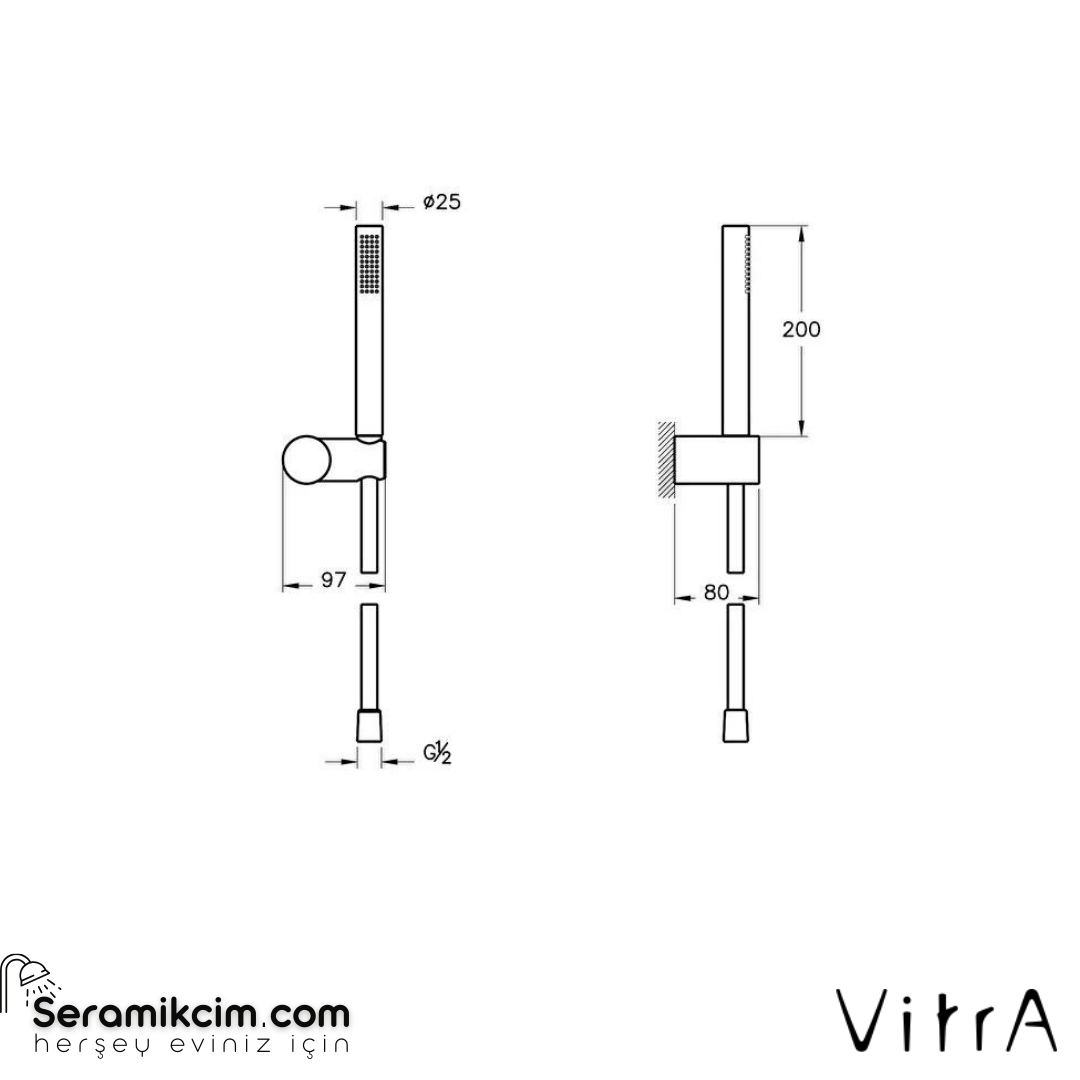 Vitra 1F El Duşu Takımı, Krom