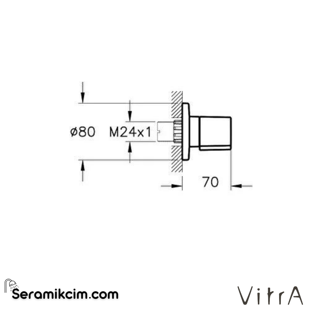 Vitra Ankastre Stop Valf (Sıva Üstü Grubu), Mat Siyah - A4146136