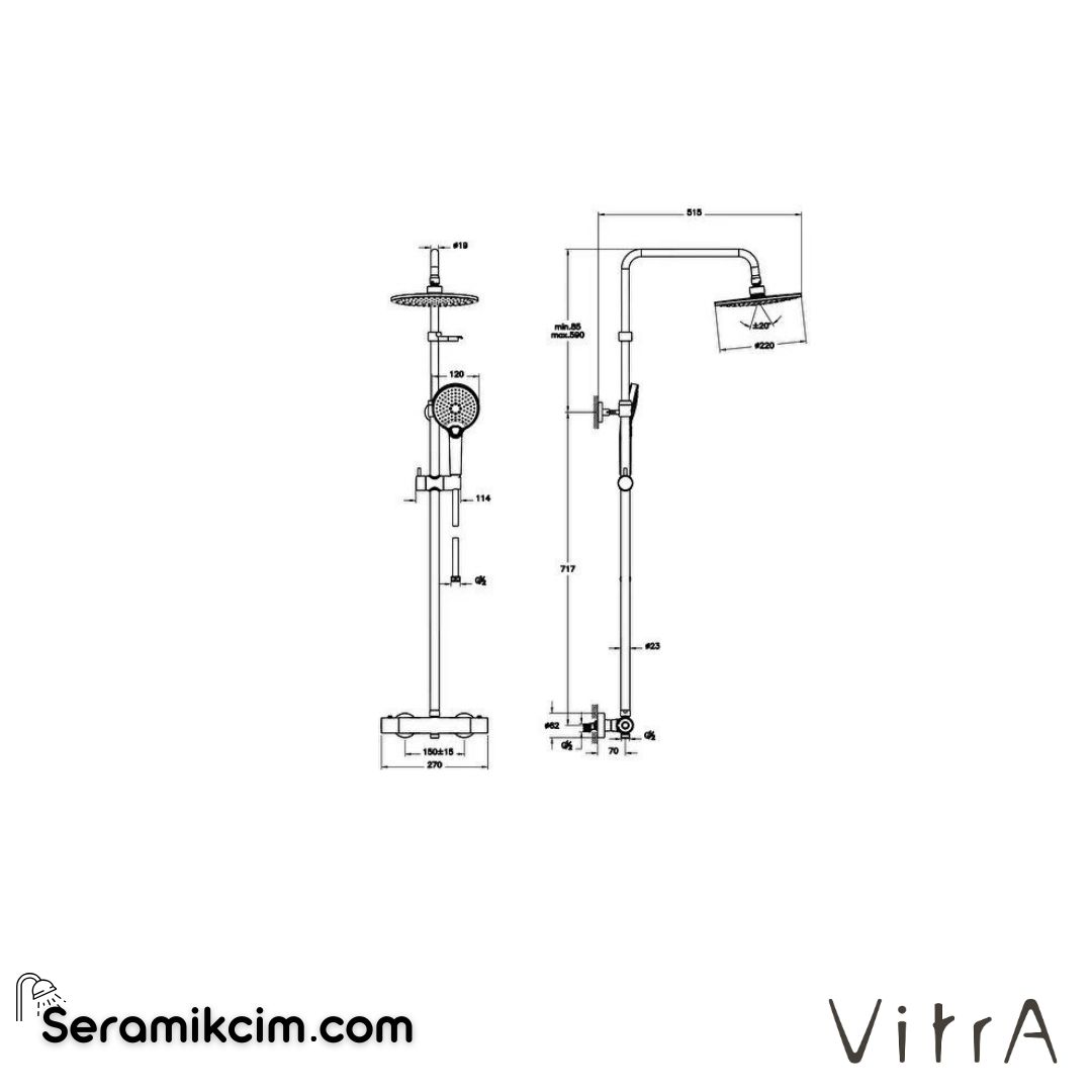 Vitra Aquaheat Joy 220 Duş Sistemi  - A47200