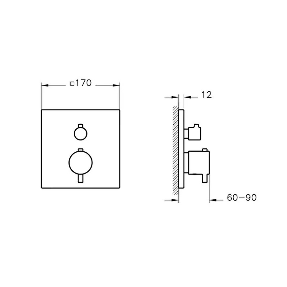 Vitra Aquaheat Square Ankastre Termostatik Duş Bataryası (V-Box Sıva Üstü Grubu), Mat Siyah - A4266936