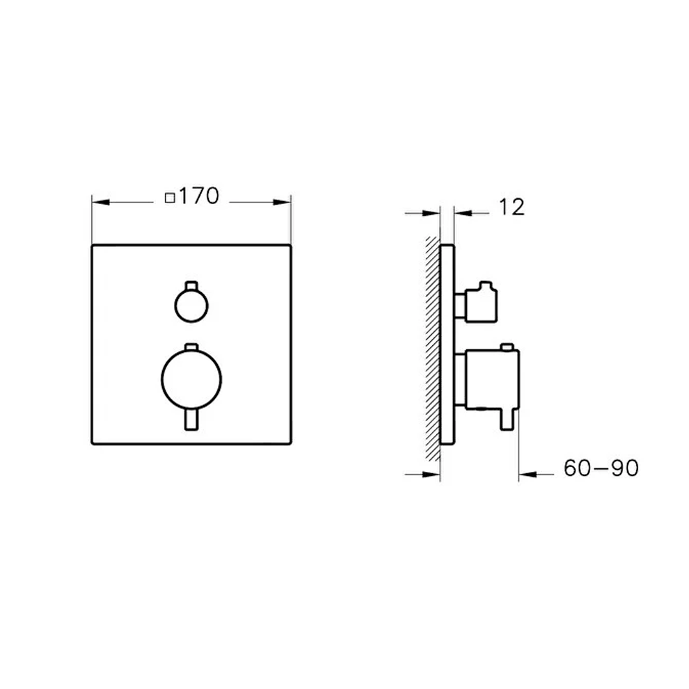 Vitra Aquaheat Square Ankastre Termostatik Banyo Bataryası (V-Box Sıva Üstü Grubu), Mat Siyah - A4266836