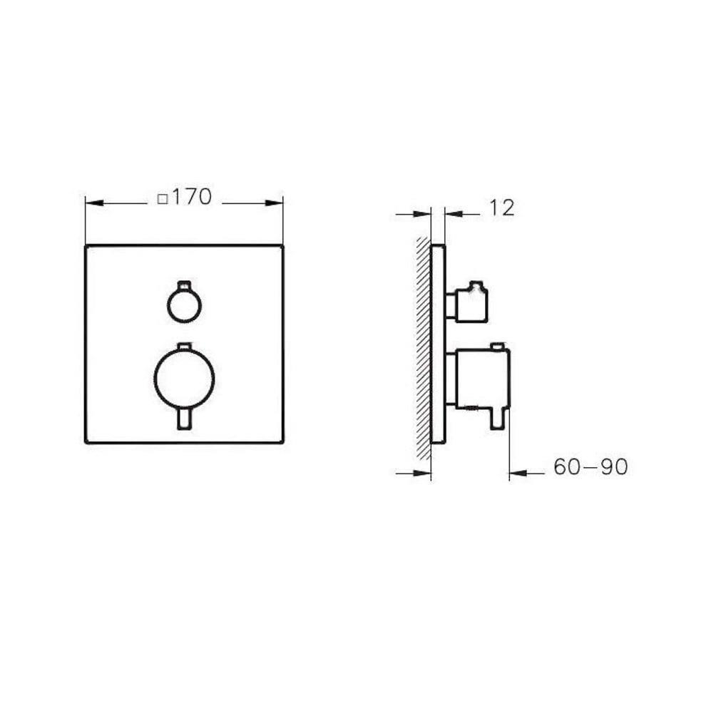 Vitra Aquaheat Square Ankastre Termostatik Banyo Bataryası (V-Box Sıva Üstü Grubu), Altın - A4266823