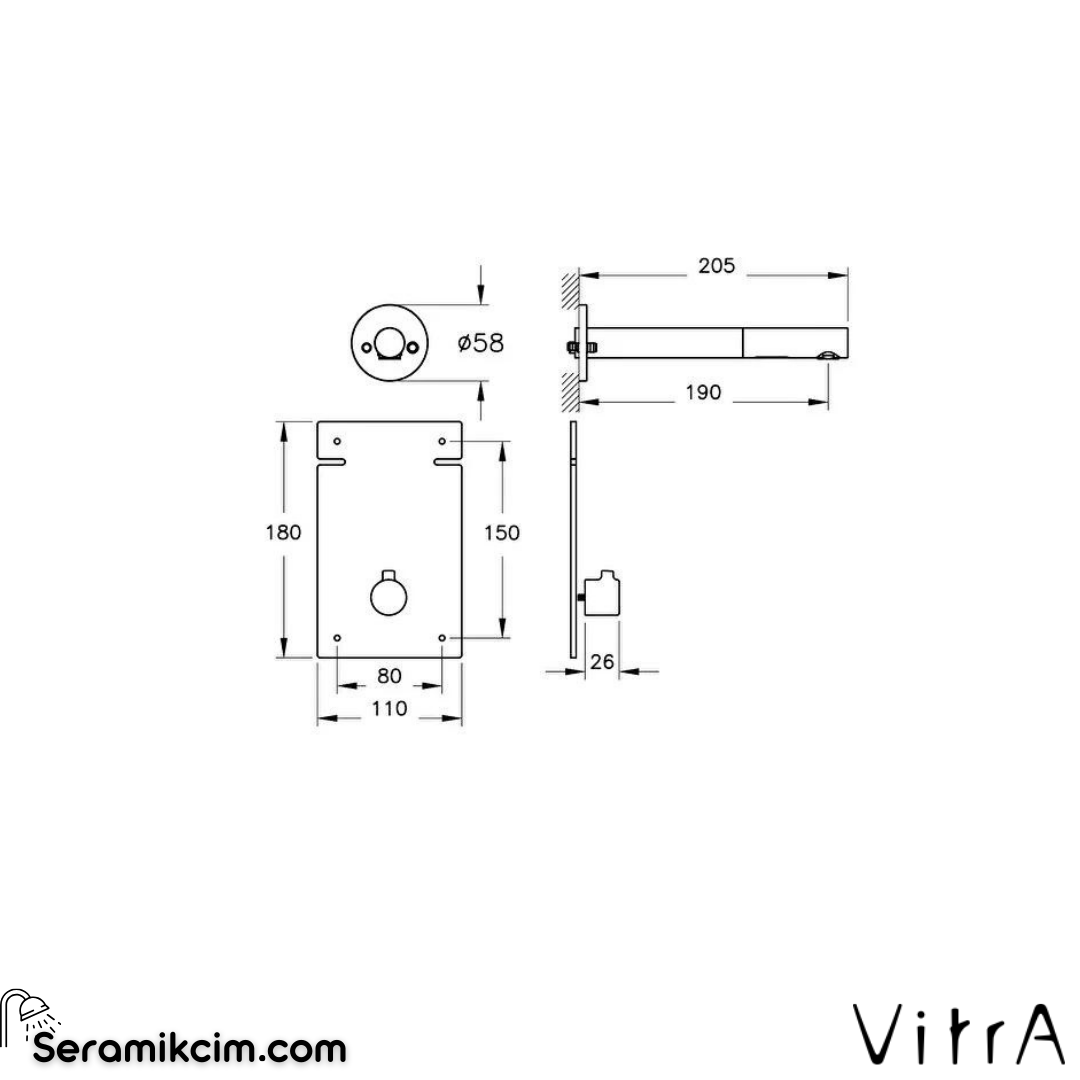 Vitra Aquasee Origin Temassız Ankastre Lav. Bat. (Uzun), Bakır