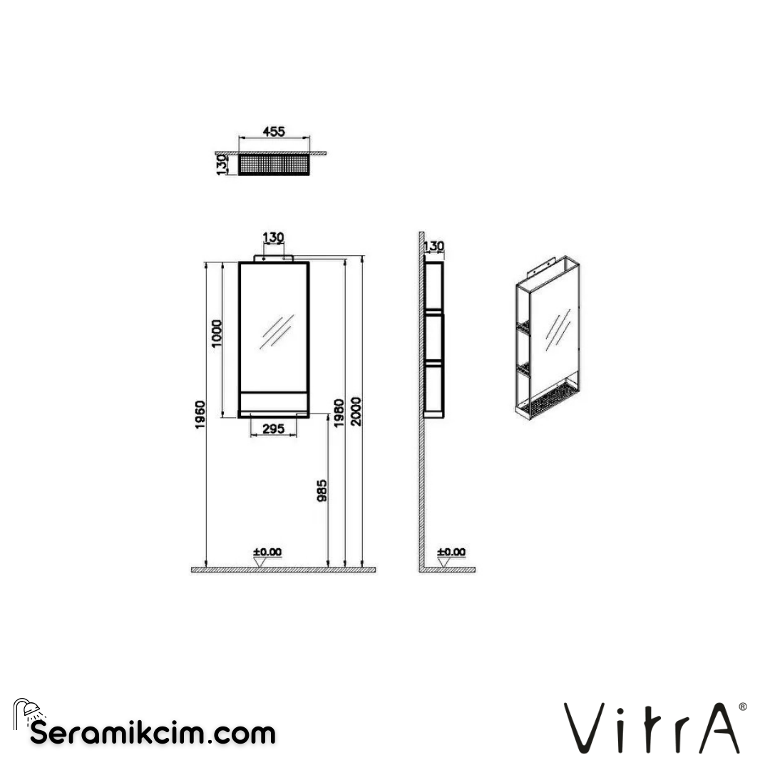 VitrA ArchiPlan Ayna 45 cm, raflı metal, siyah 66608 - 66608